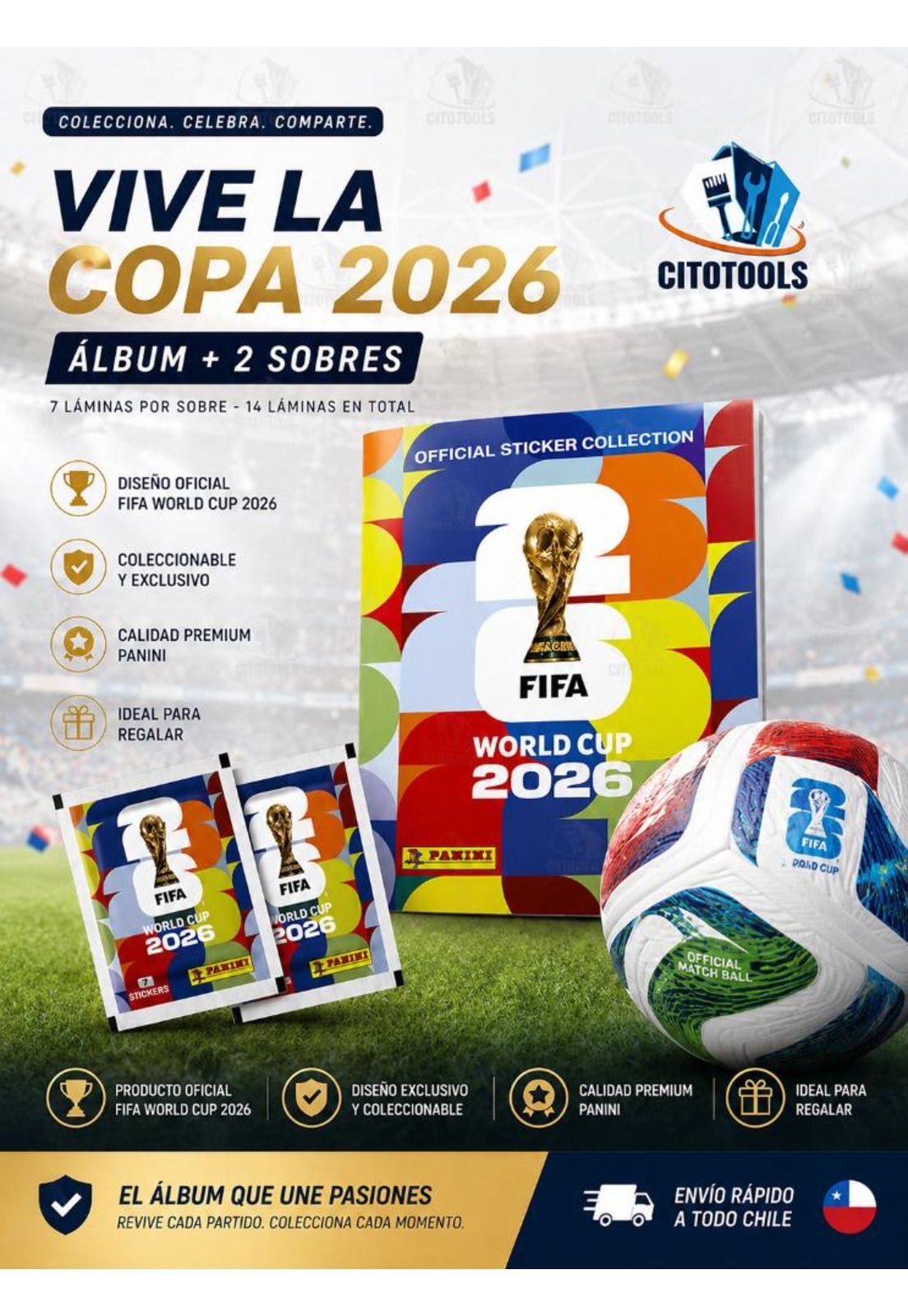 Pack Álbum Panini Tapa Blanda  2026 + 2 Sobres  Oficiales-4