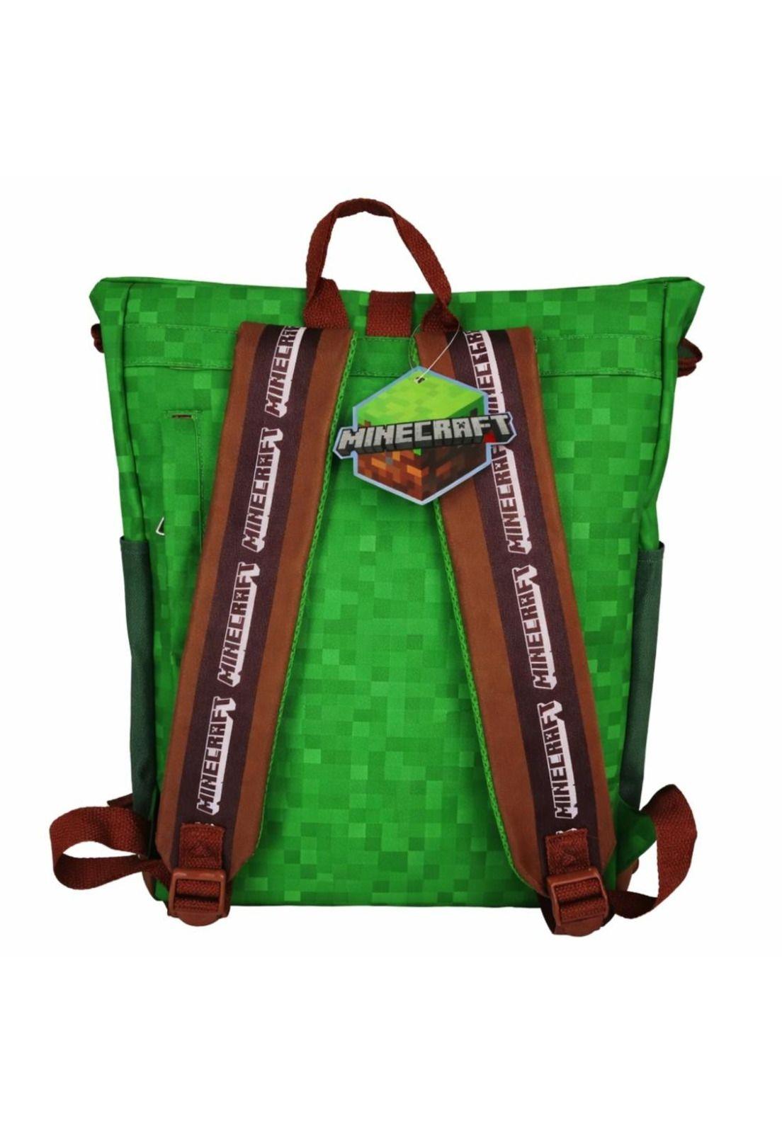 Mochila Escolar Minecraft Verde Rayado CHS-BP2201N-3
