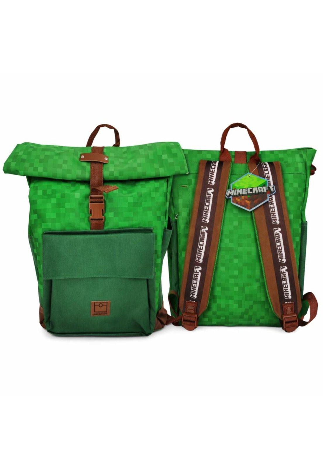 Mochila Escolar Minecraft Verde Rayado CHS-BP2201N-4