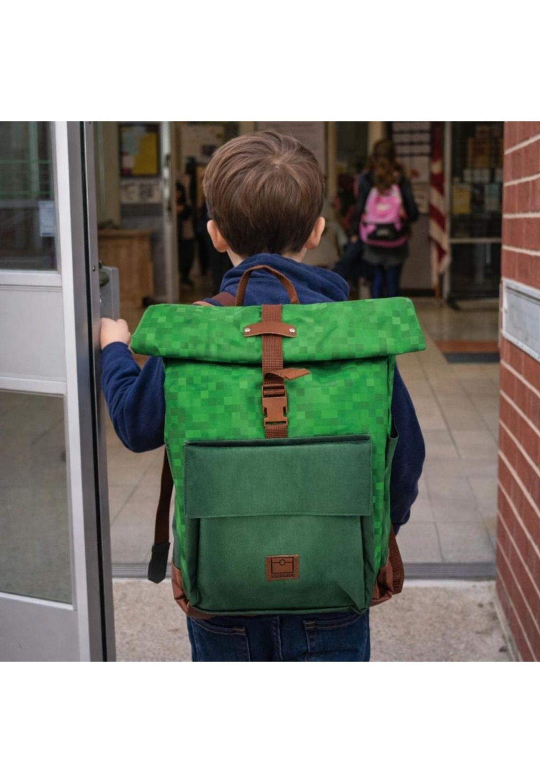 Mochila Escolar Minecraft Verde Rayado CHS-BP2201N-5