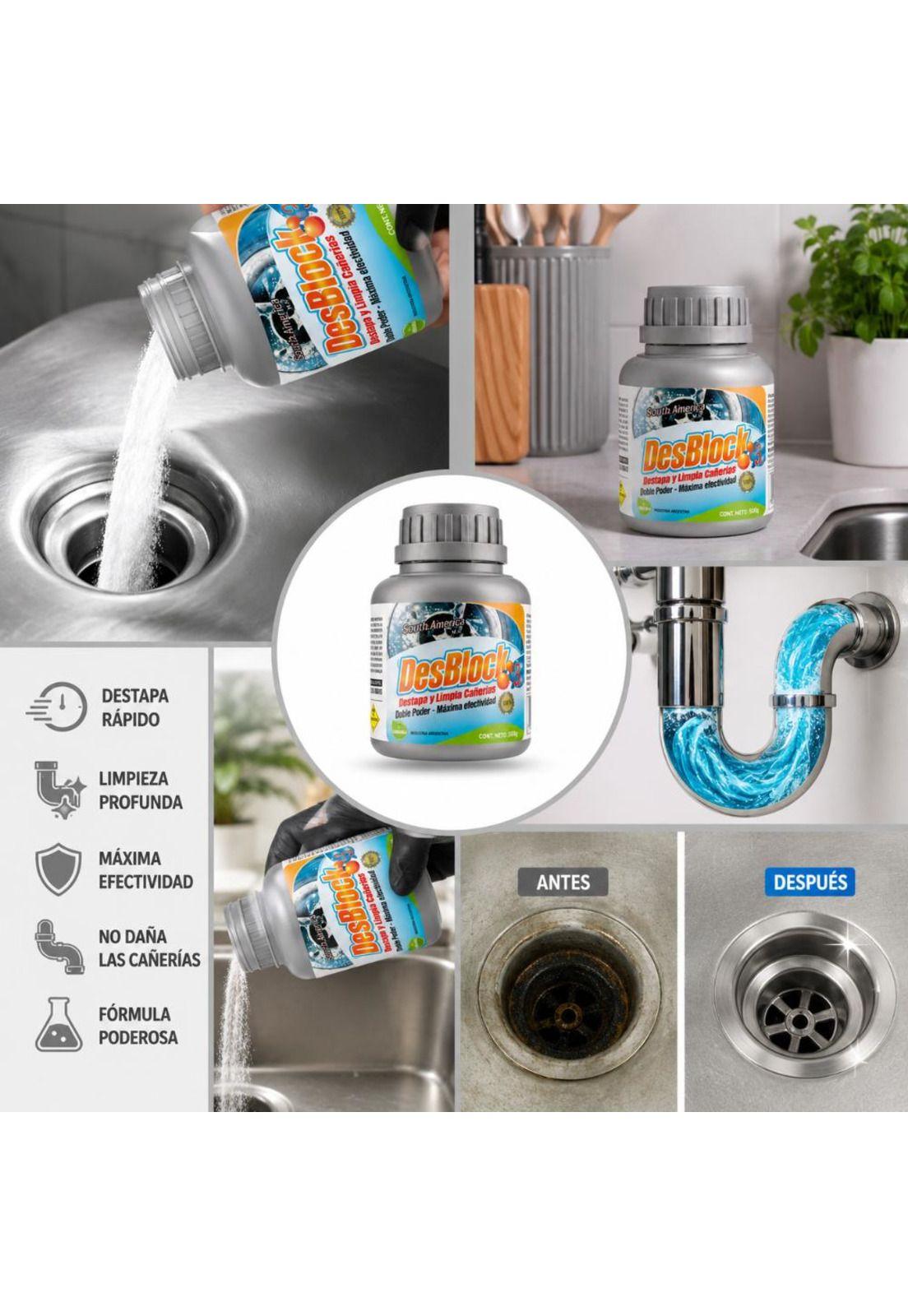 Destapador Cañerias Quimico. Para Baños, Lavaplatos, Passol-2