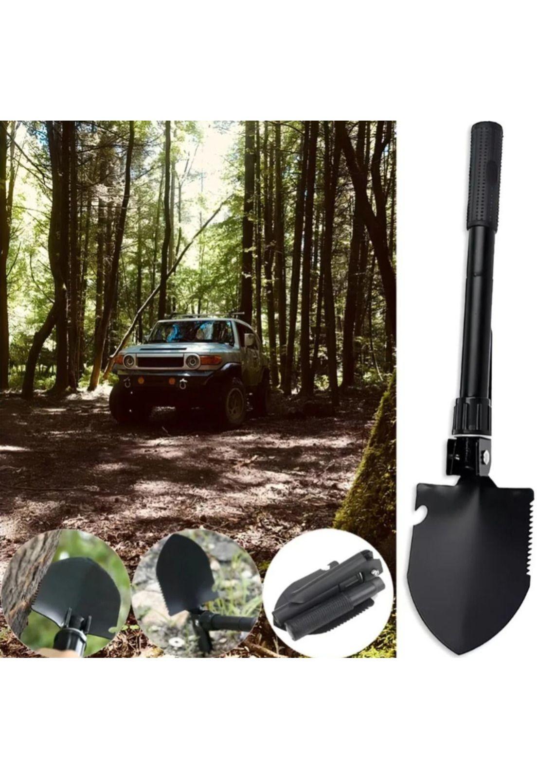 Pala Portátil Jardín Camping Plegable con Funda y Brújula-3