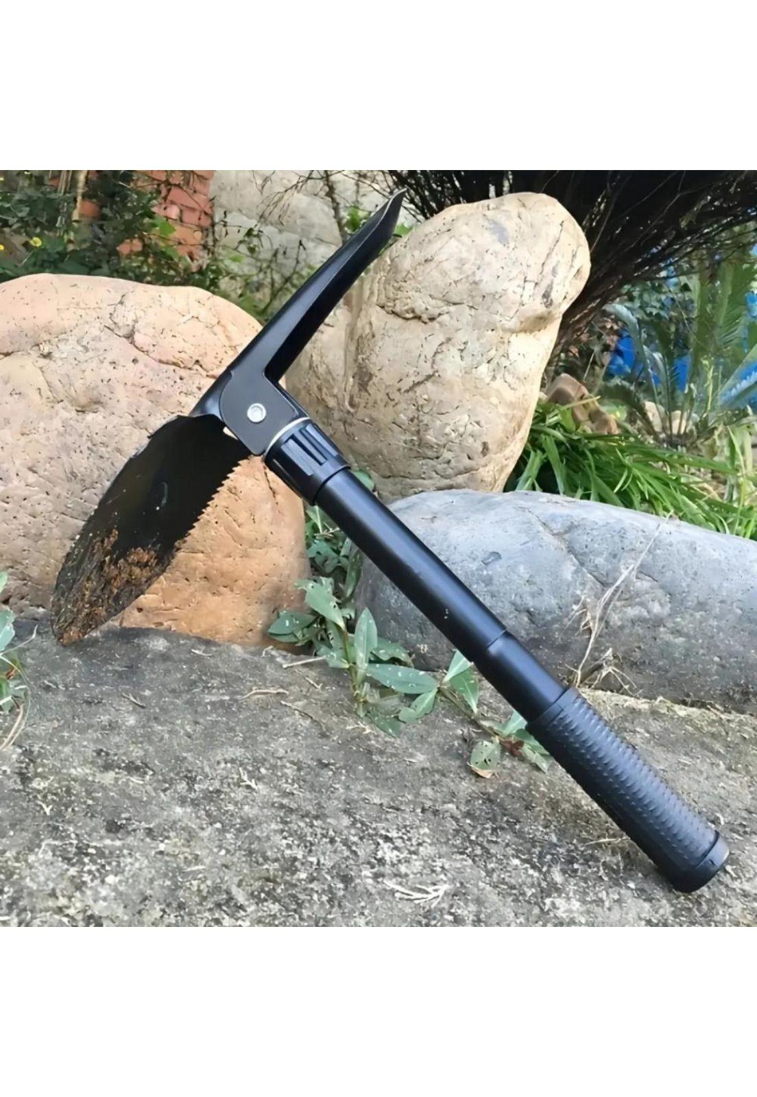 Pala Portátil Jardín Camping Plegable con Funda y Brújula-5