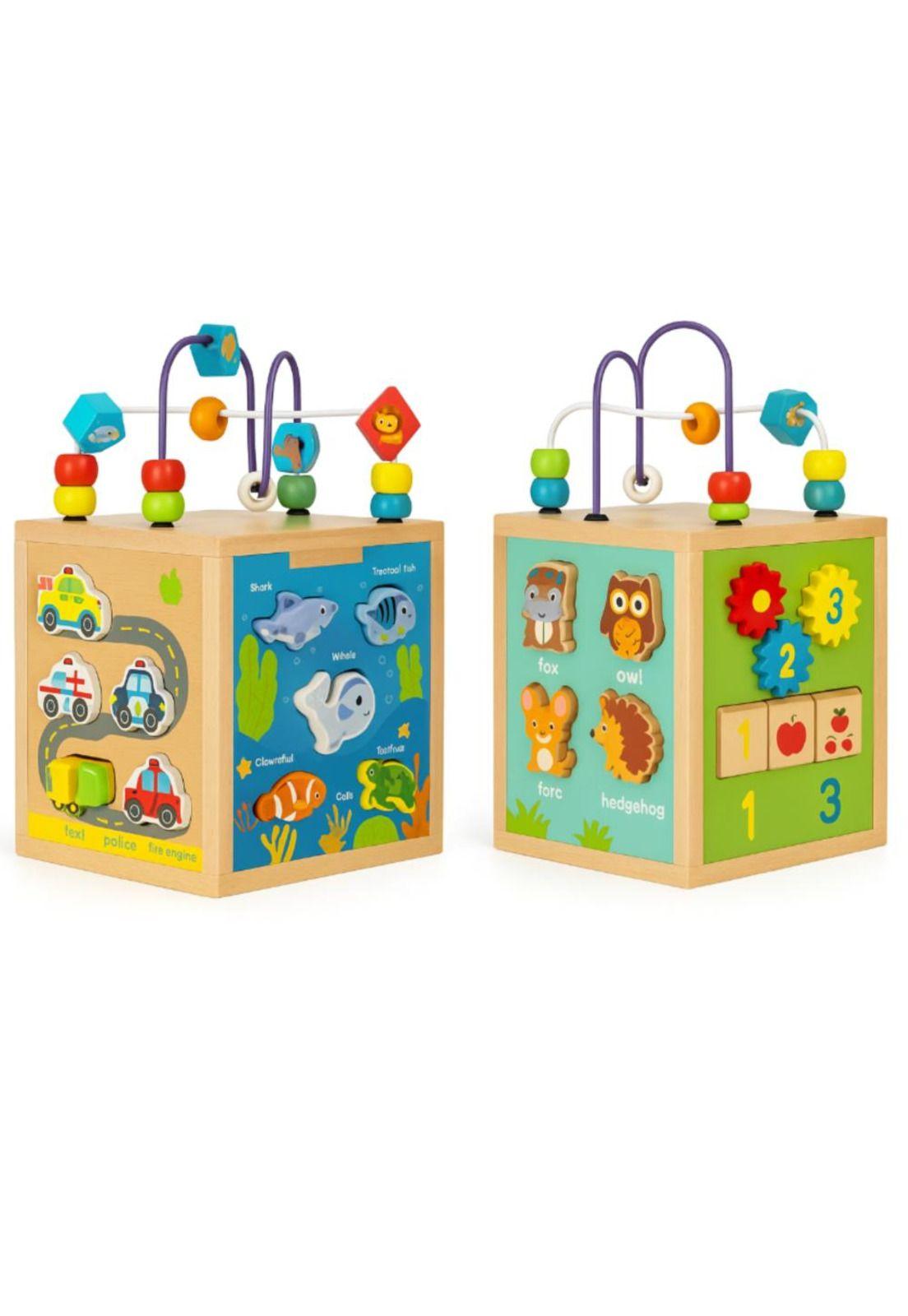 Cubo Interactivo Montessori 7 en 1 con Figuras y Laberinto-2