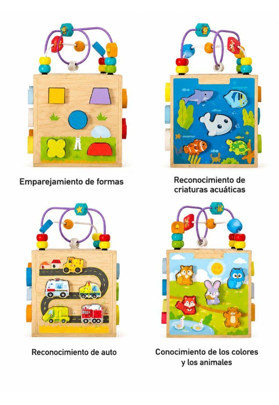 Cubo Interactivo Montessori 7 en 1 con Figuras y Laberinto-3
