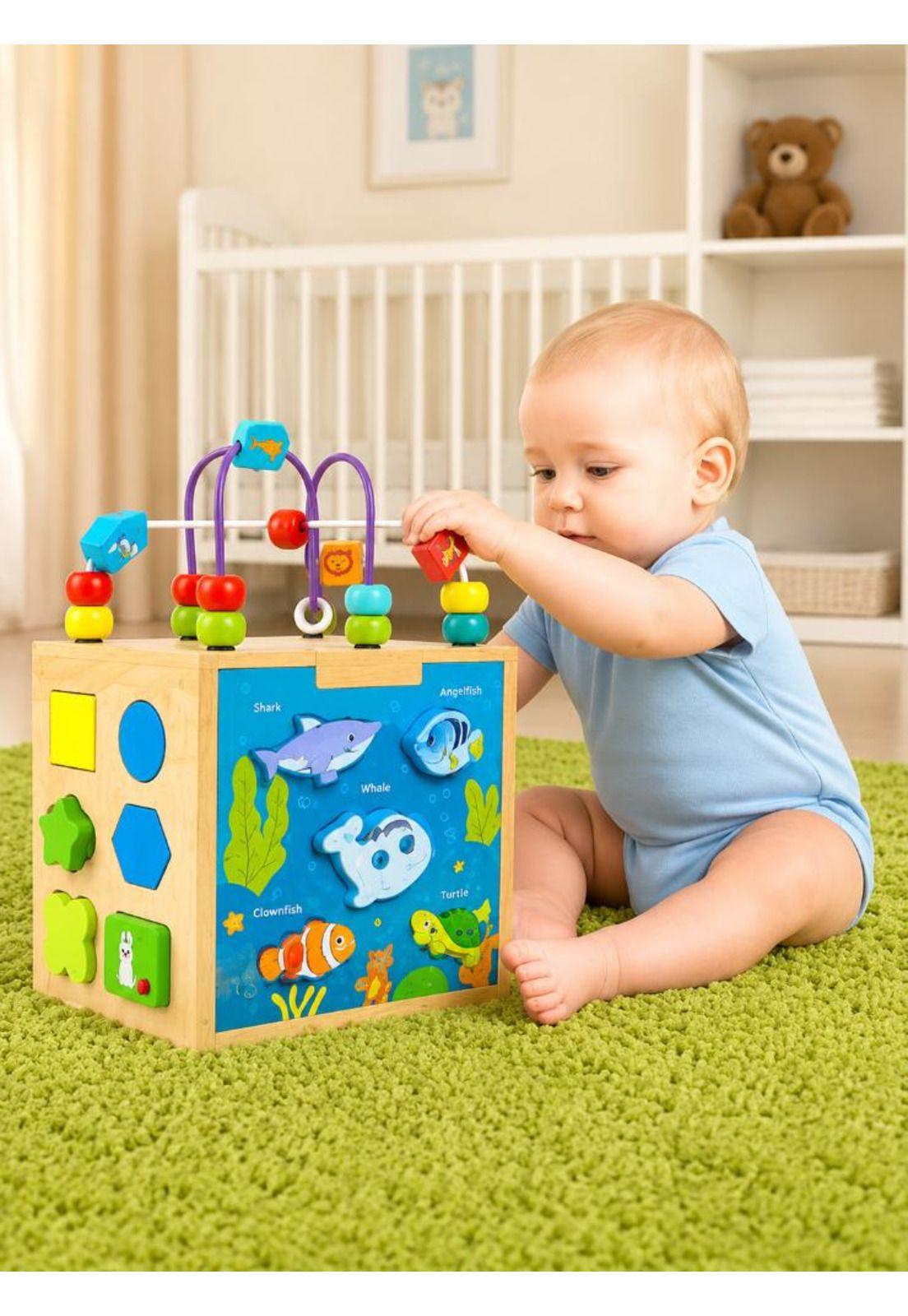 Cubo Interactivo Montessori 7 en 1 con Figuras y Laberinto-4