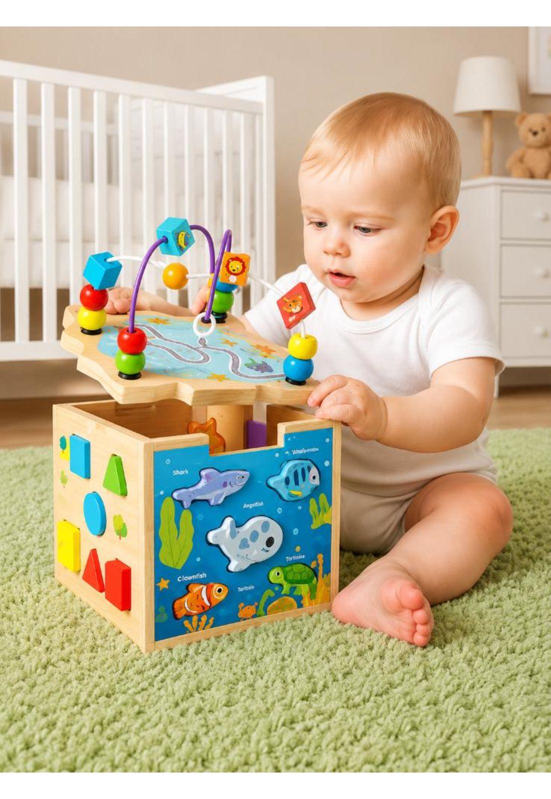 Cubo Interactivo Montessori 7 en 1 con Figuras y Laberinto-6