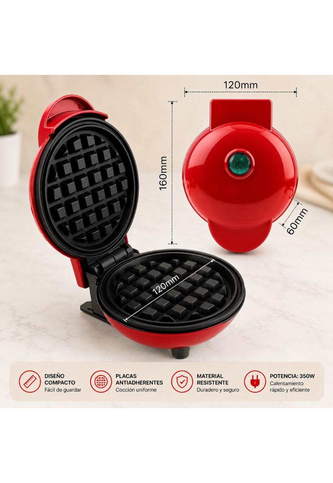 Waflera Eléctrica Compacta 350W Antiadherente con Luz Cocina-3