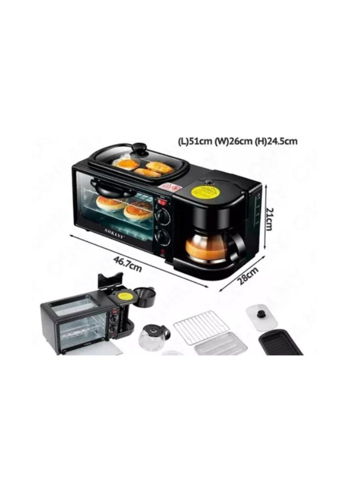 Máquina Para Hacer Desayuno 3 En 1 Horno Cafetera Sarten-2