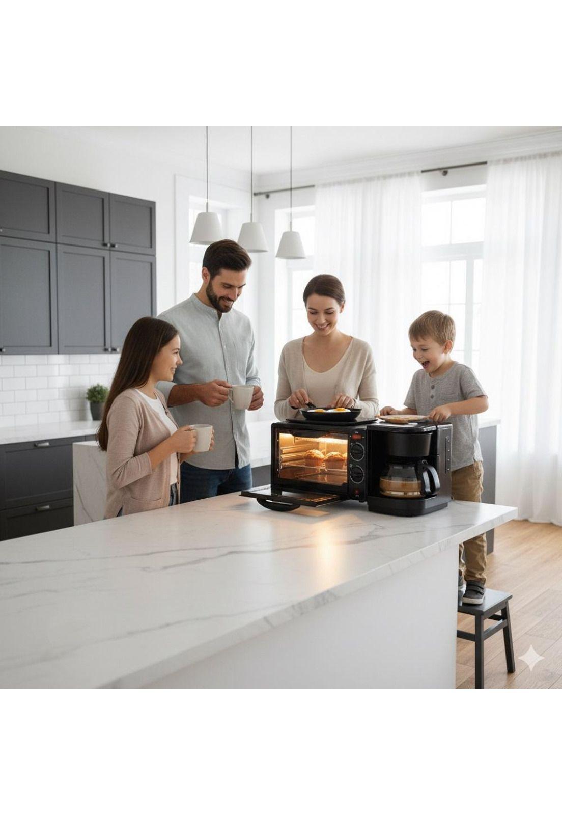 Máquina Para Hacer Desayuno 3 En 1 Horno Cafetera Sarten-2