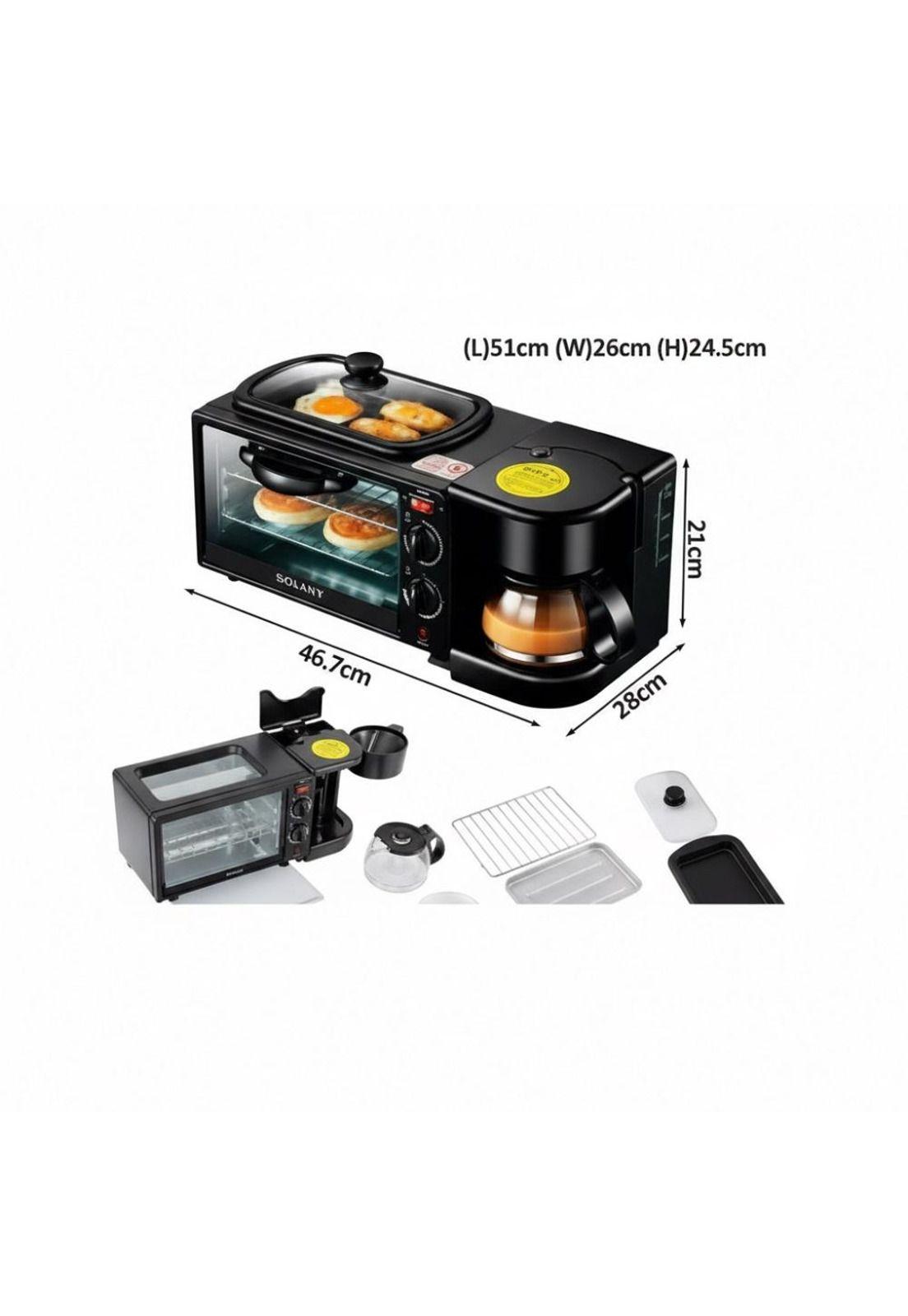 Máquina Para Hacer Desayuno 3 En 1 Horno Cafetera Sarten-9