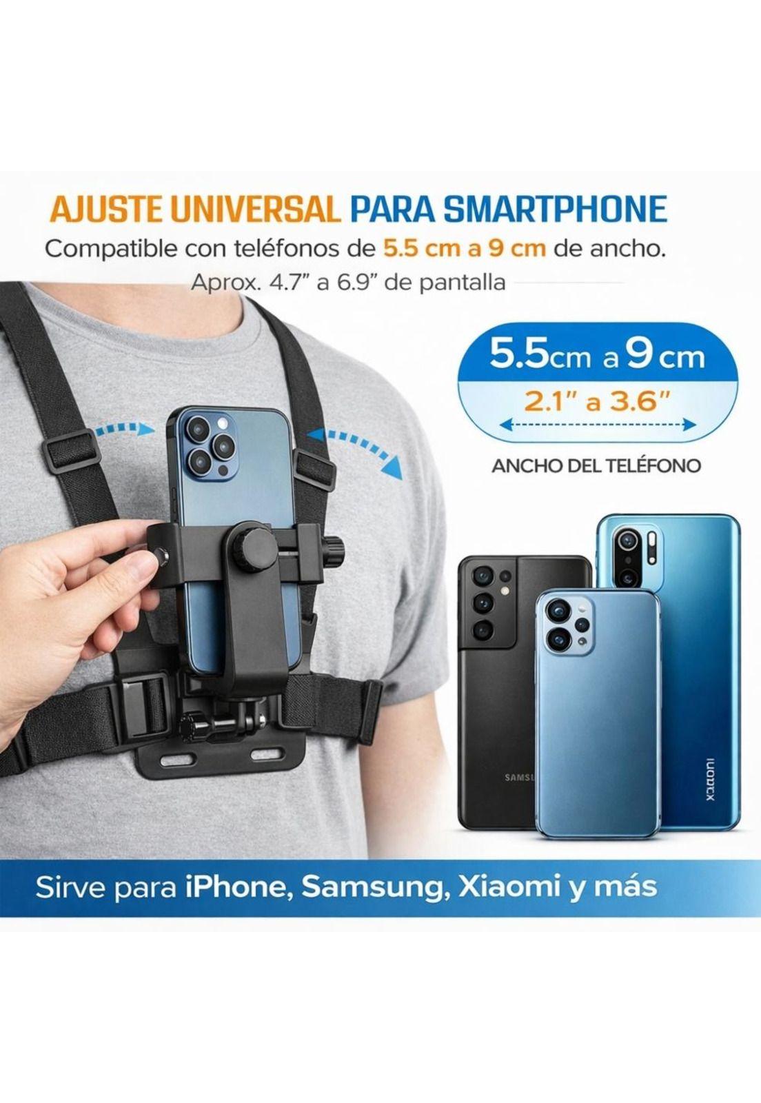 Soporte Celular Arnés Pecho Ajustable 360°-5