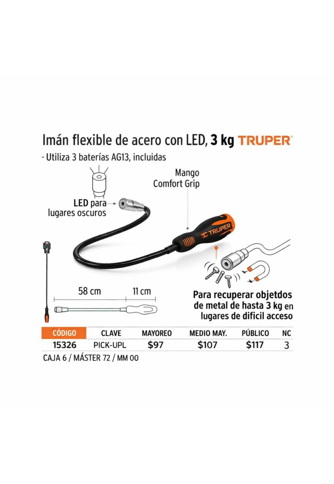 Iman Mecanico Flexible Con Luz Led Truper Profesional-4
