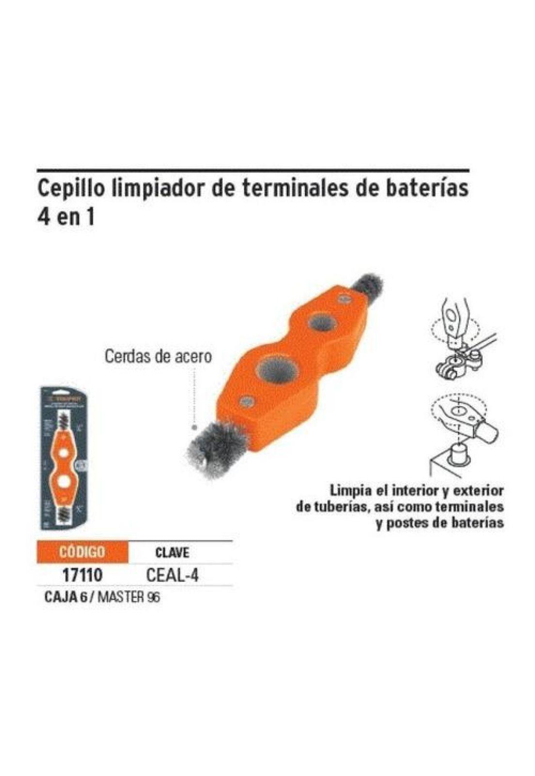 Limpiador De Terminales De Baterías, 4 En 1 Truper Profesion-2
