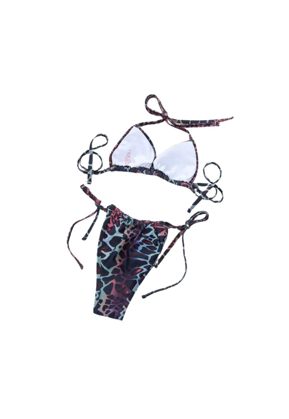 Traje Baño Bikini Corte Alto Leopardo 3 Pzas 2022 Brasileño-1
