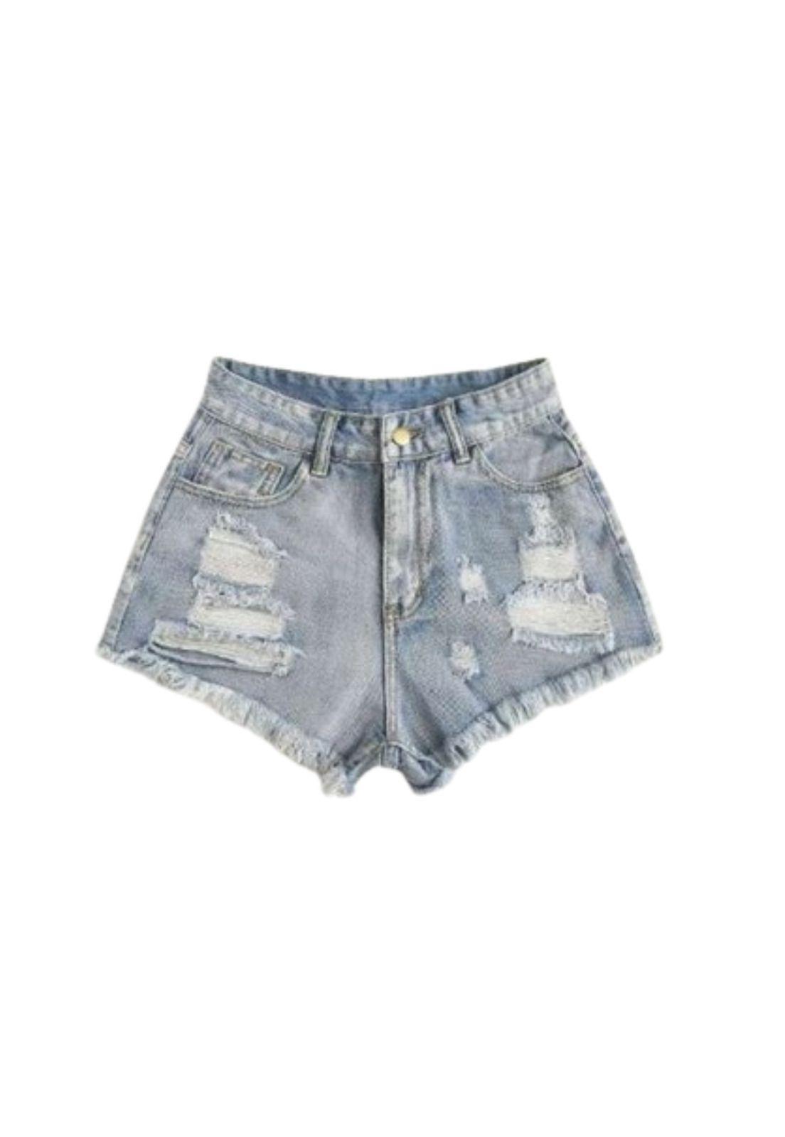 Short Jeans Mujer Mezclilla Denim Tiro Alto Excelente Horma-0