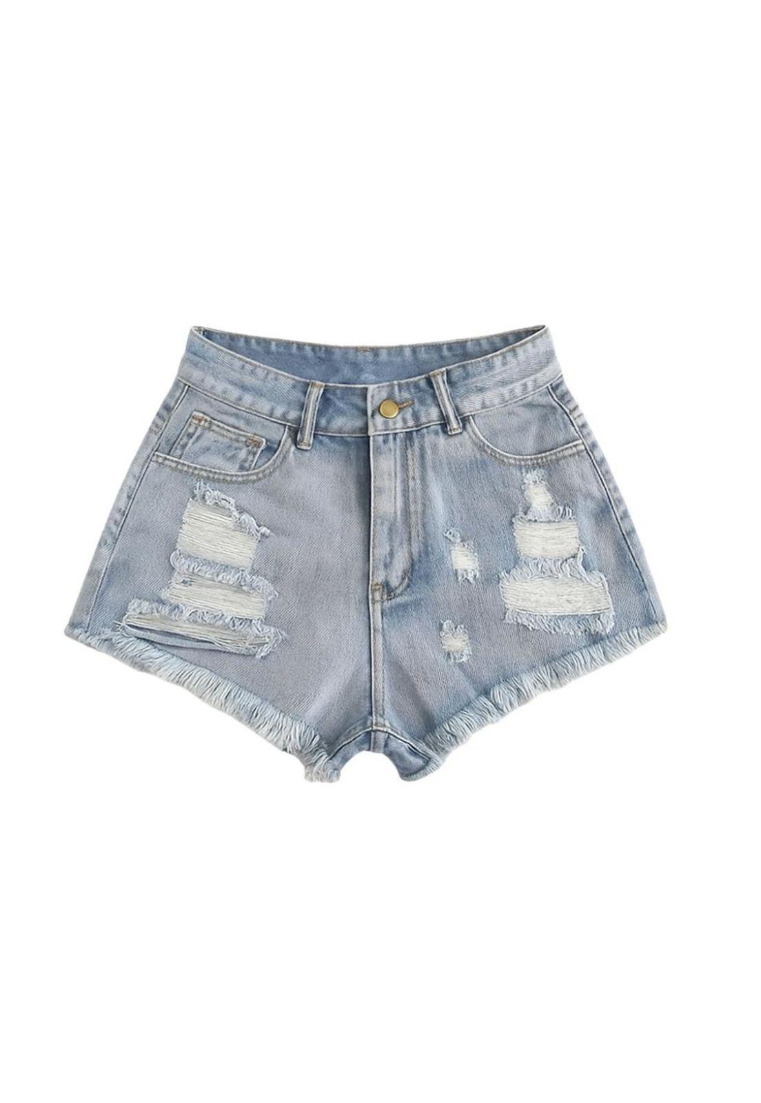 Short Jeans Mujer Mezclilla Denim Tiro Alto Excelente Horma-0