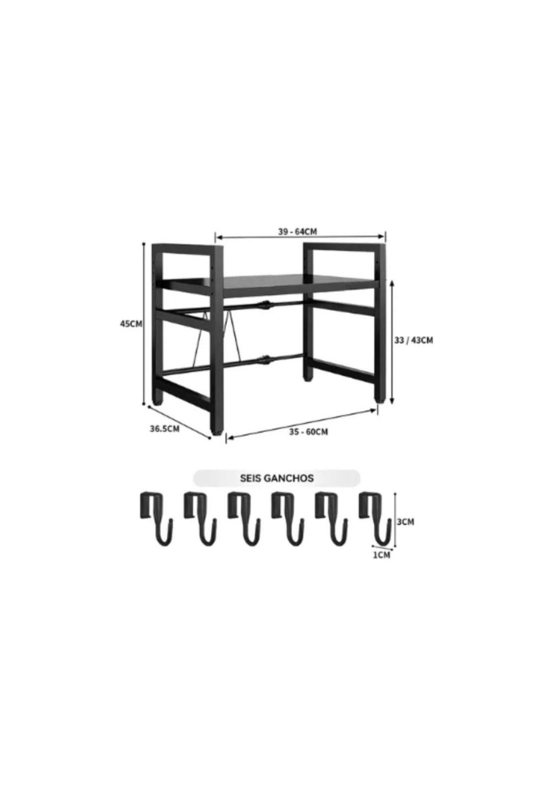 Estante Repisa Rack Extensible Microondas Cocina Ganchos-3