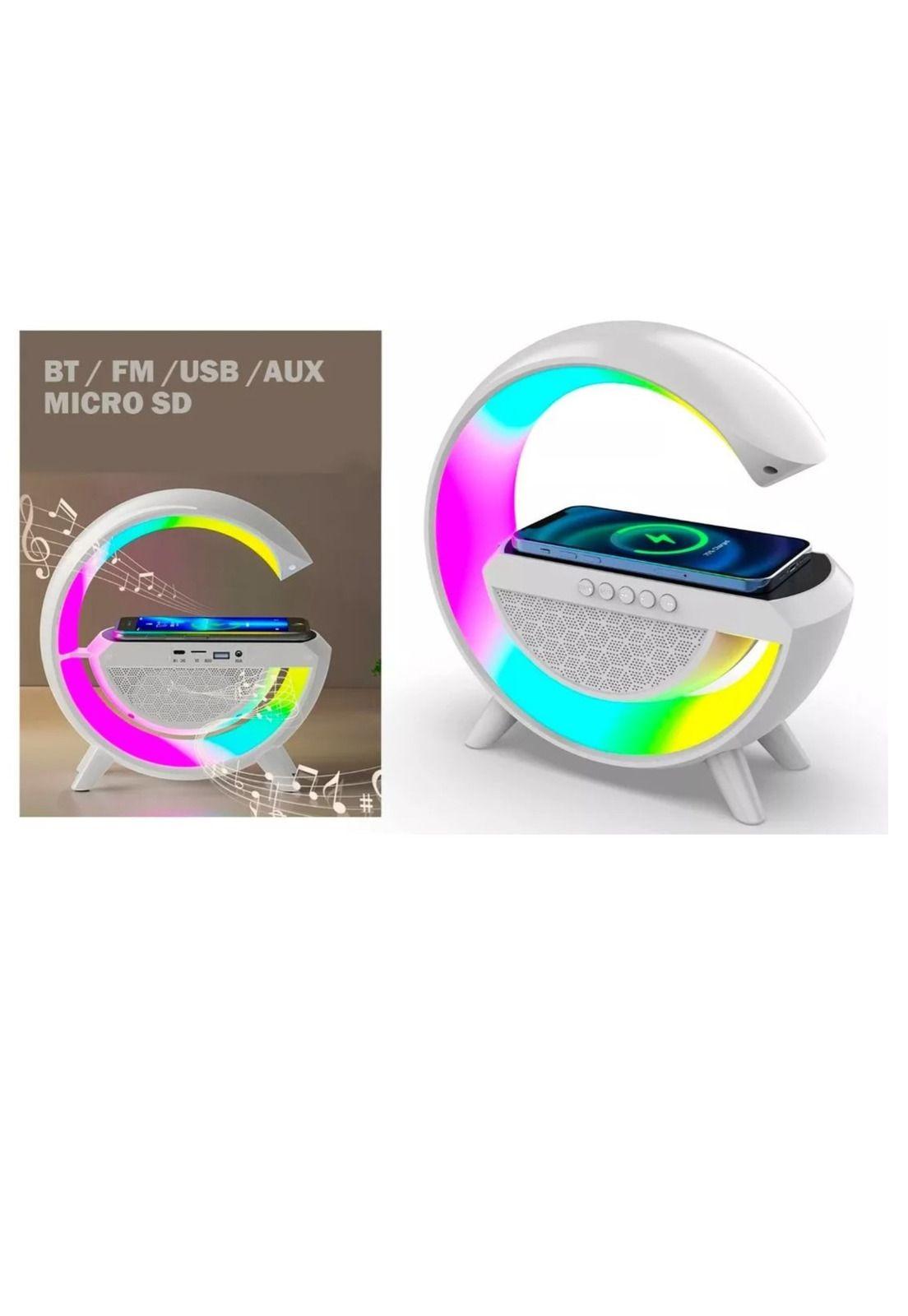 Lampara de Mesa Parlante + reloj + carga Inalambrica + alarma RGB-2