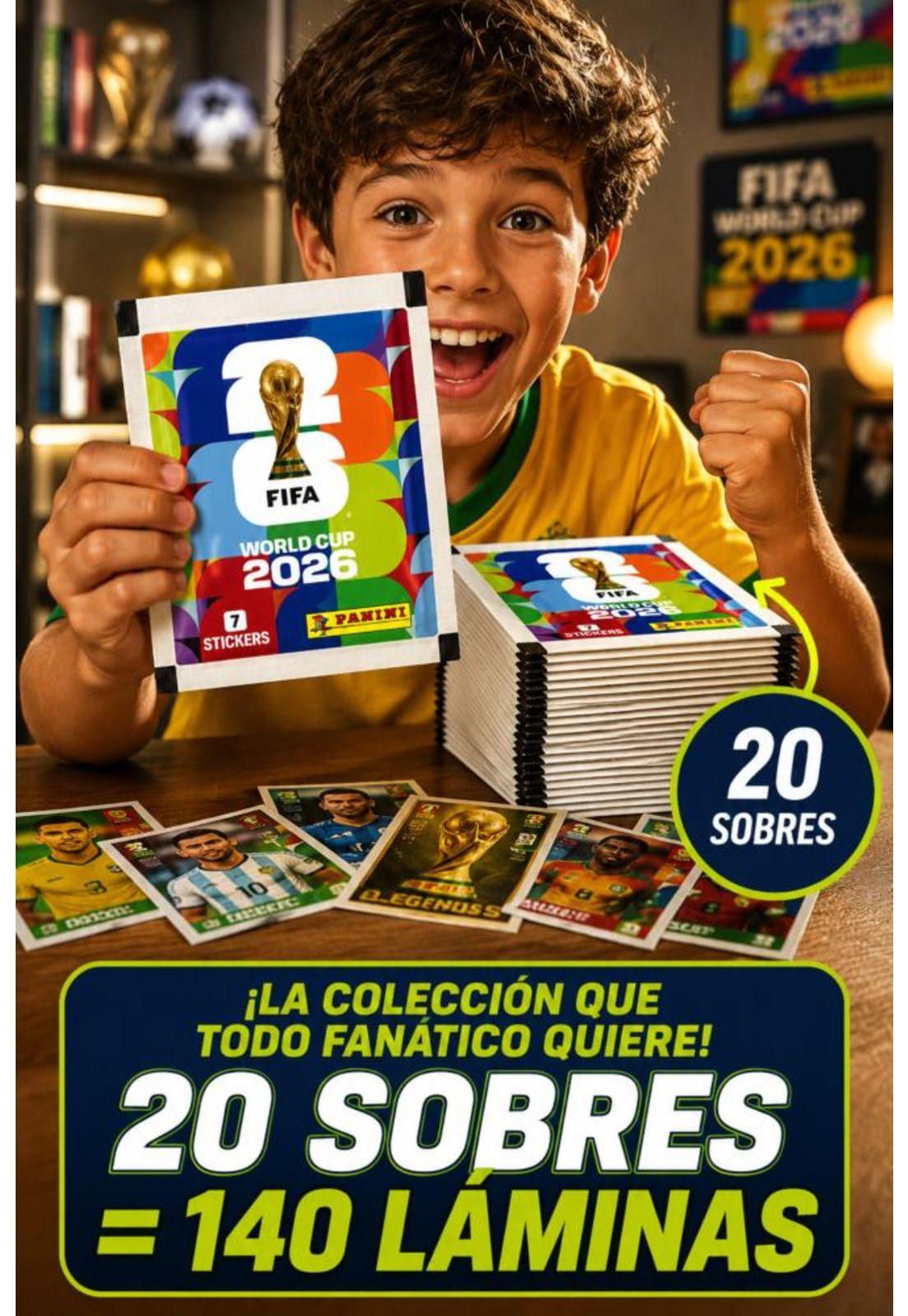 Pack 20 Sobres Panini Mundial FIFA 2026 140 Láminas Oficial-5