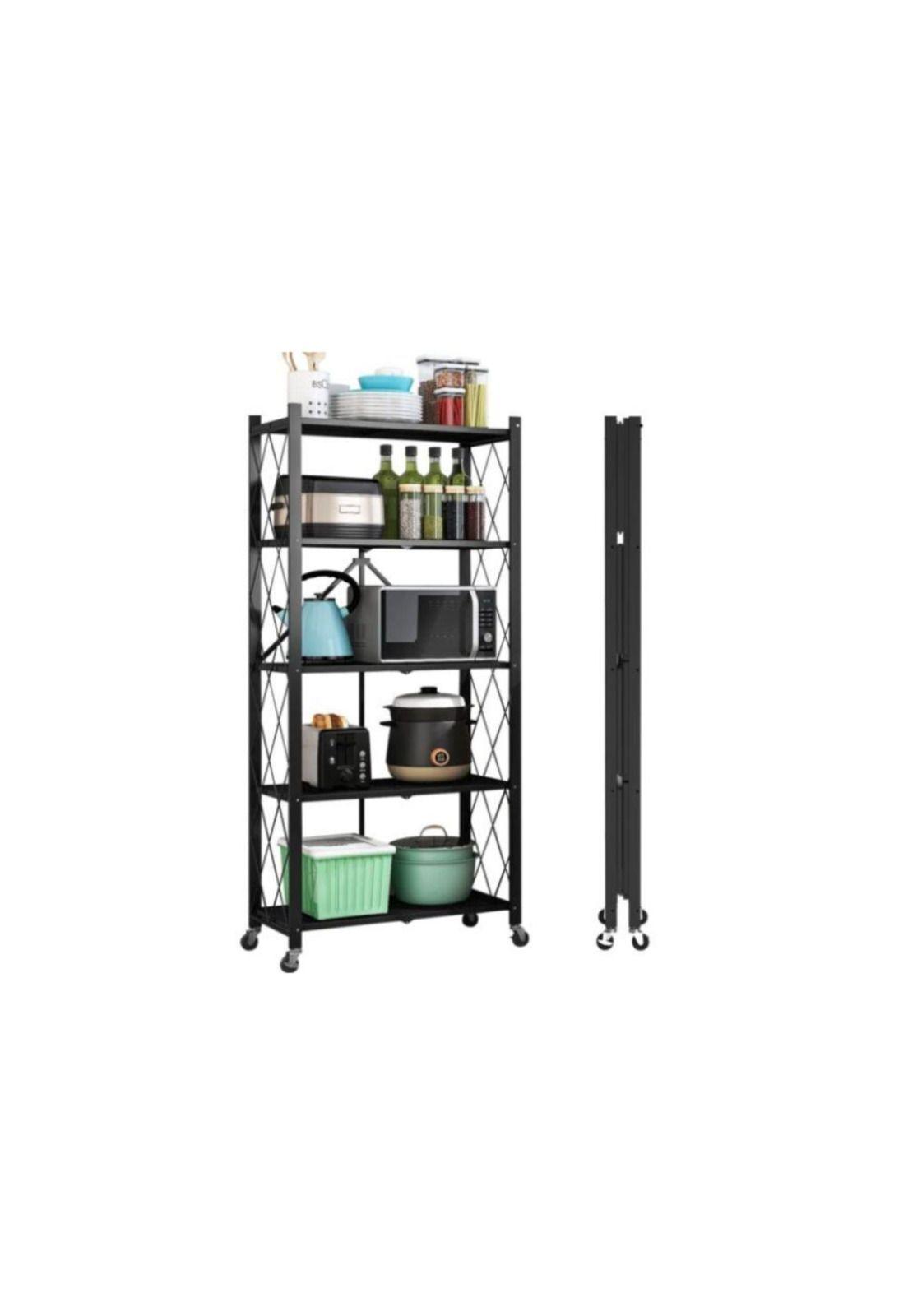 Estante Plegable Con Ruedas Multiuso Almacén Acero 5 Niveles-4