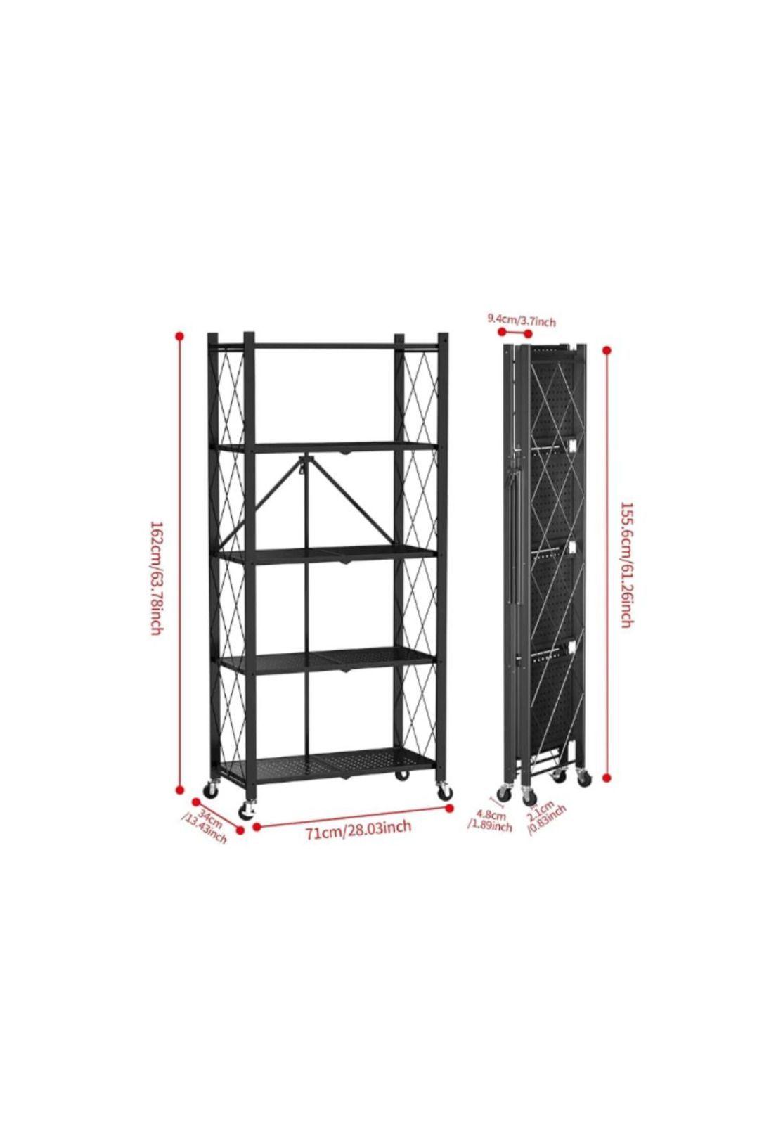 Estante Plegable Con Ruedas Multiuso Almacén Acero 5 Niveles-5