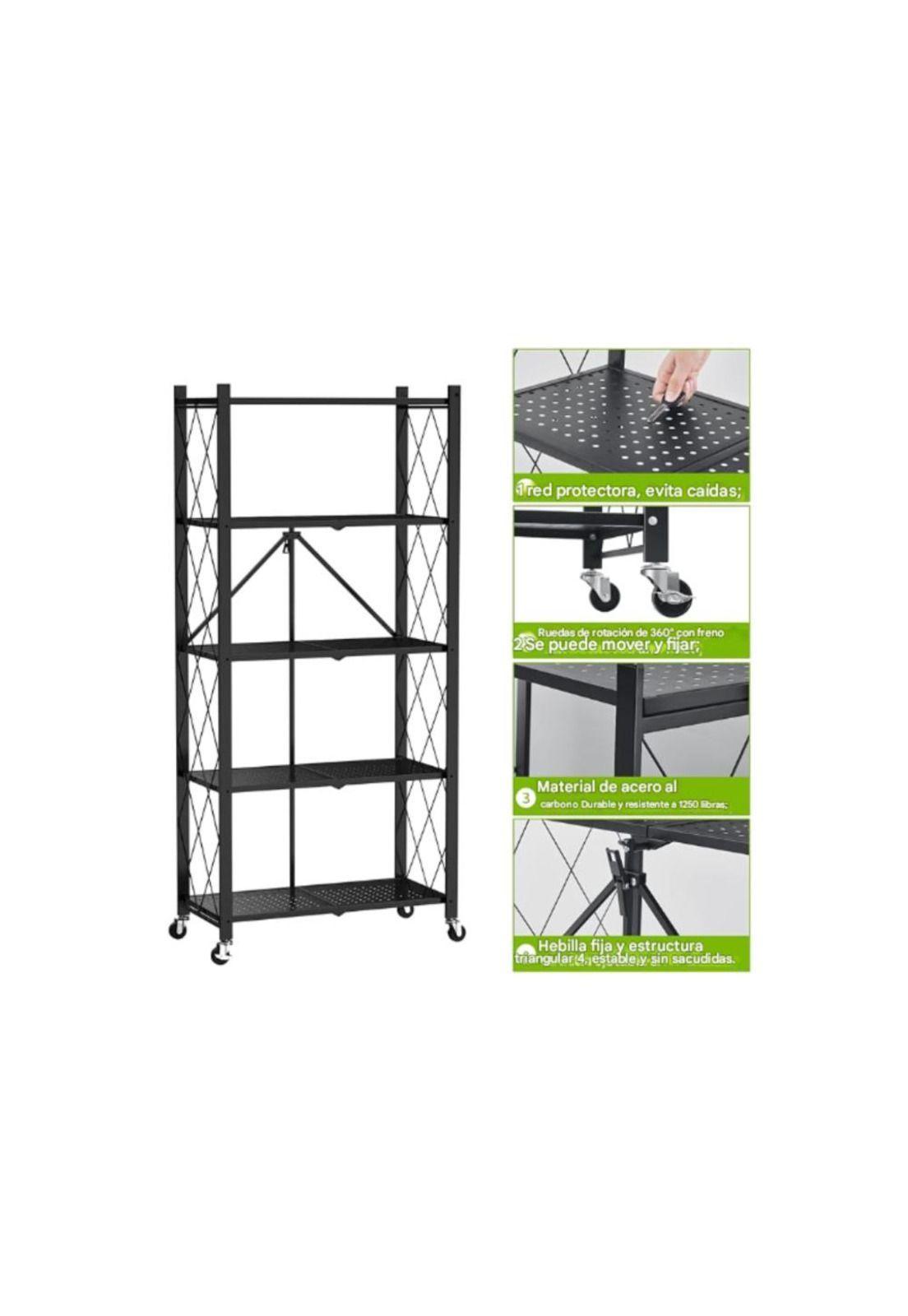 Estante Plegable Con Ruedas Multiuso Almacén Acero 5 Niveles-6