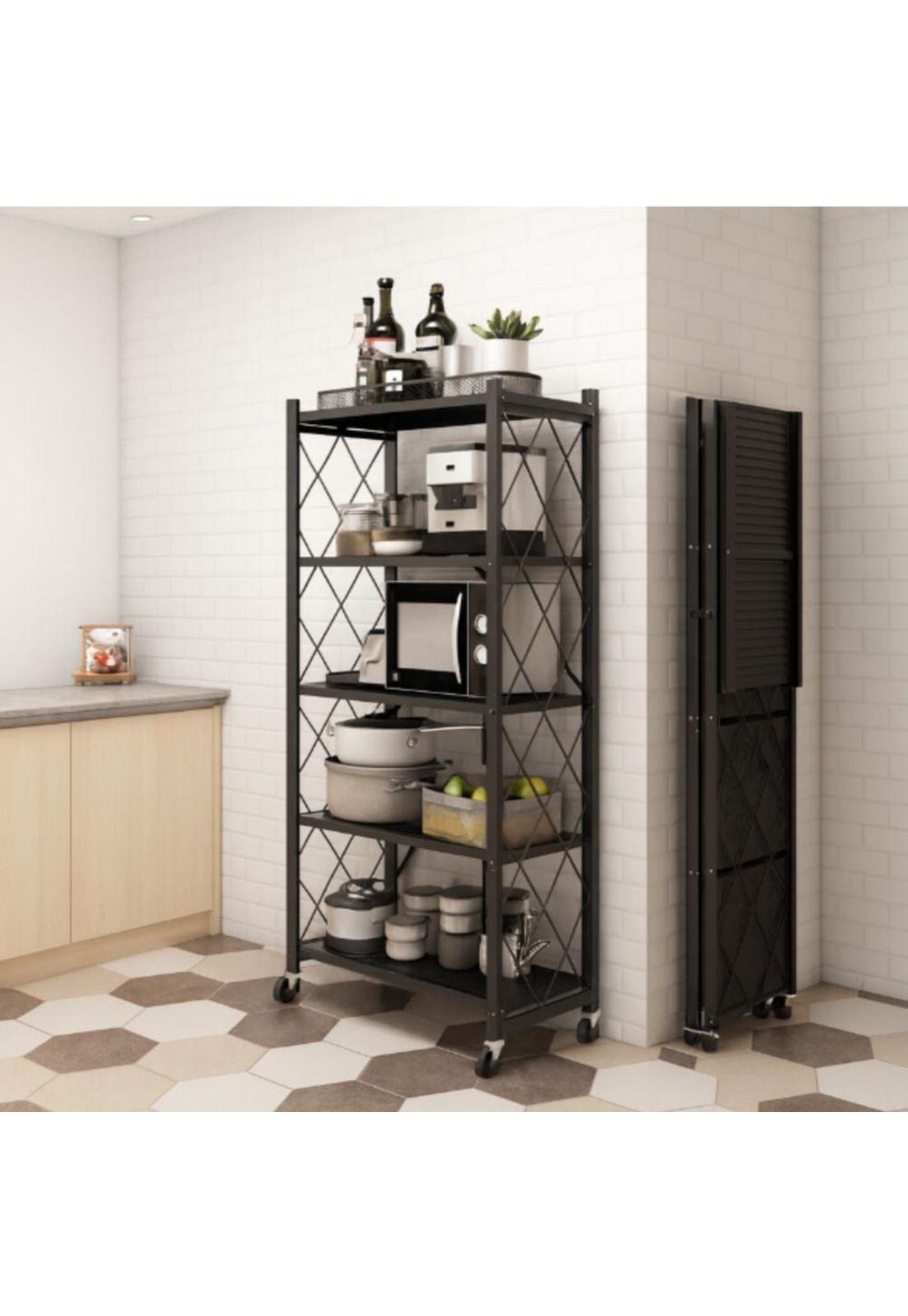 Estante Plegable Con Ruedas Multiuso Almacén Acero 5 Niveles-1