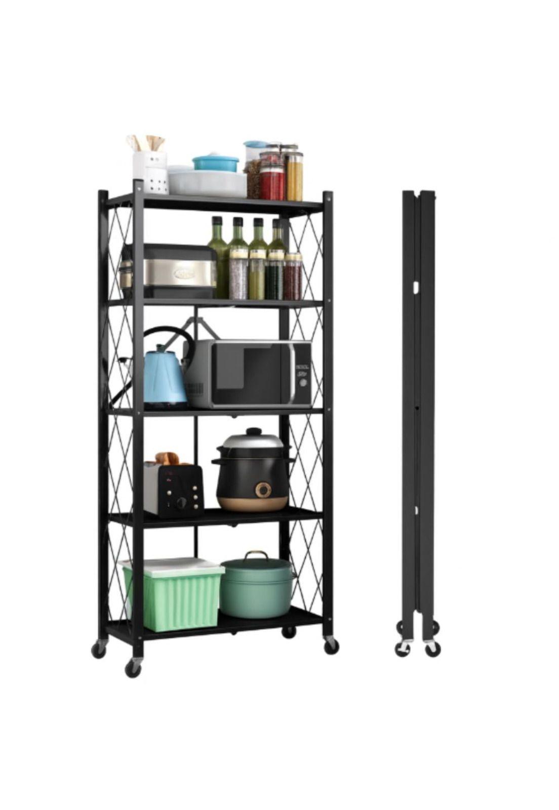 Estante Plegable Con Ruedas Multiuso Almacén Acero 5 Niveles-4