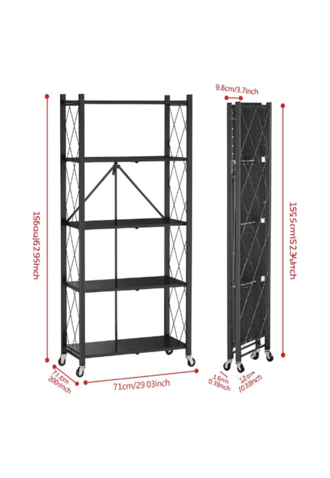 Estante Plegable Con Ruedas Multiuso Almacén Acero 5 Niveles-5