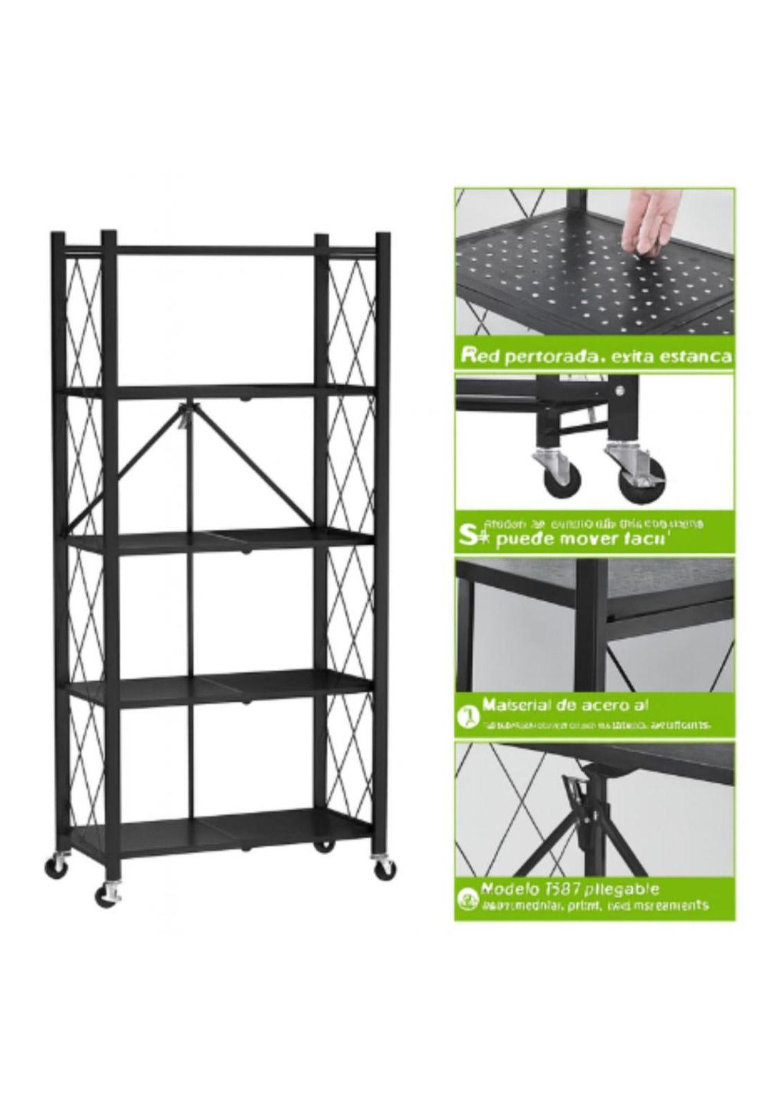 Estante Plegable Con Ruedas Multiuso Almacén Acero 5 Niveles-6