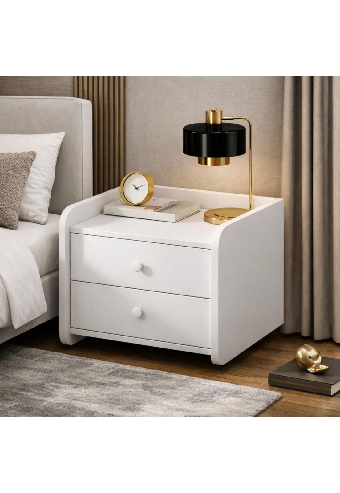 Velador Mesa De Noche Moderna Con 2 Cajones-2