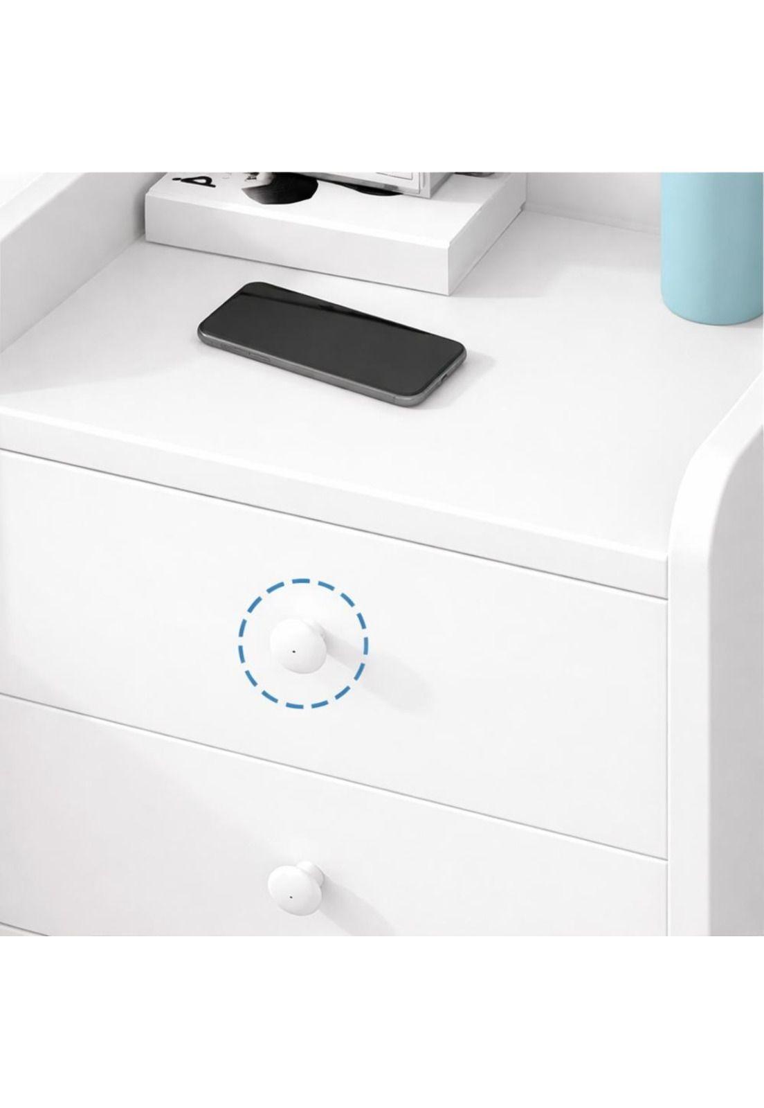 Velador Mesa De Noche Moderna Con 2 Cajones-5