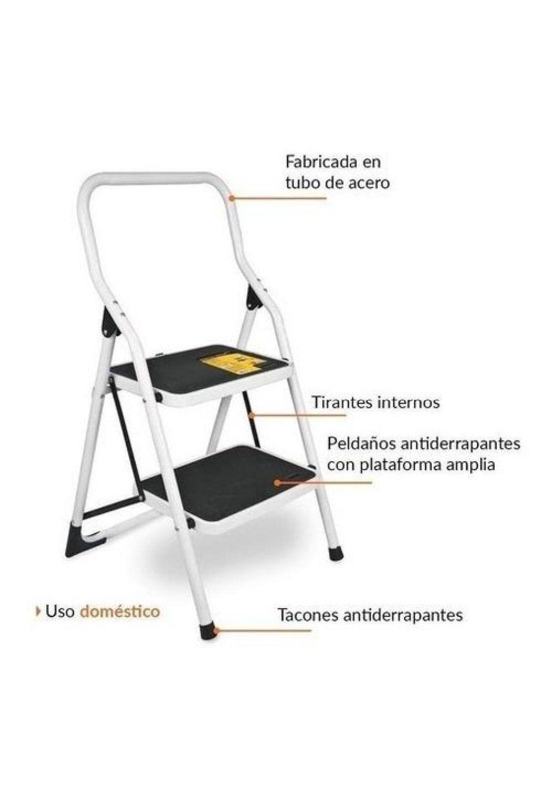 Escalera Tubular Plegable 2 Peldaños C/baranda Acero-2