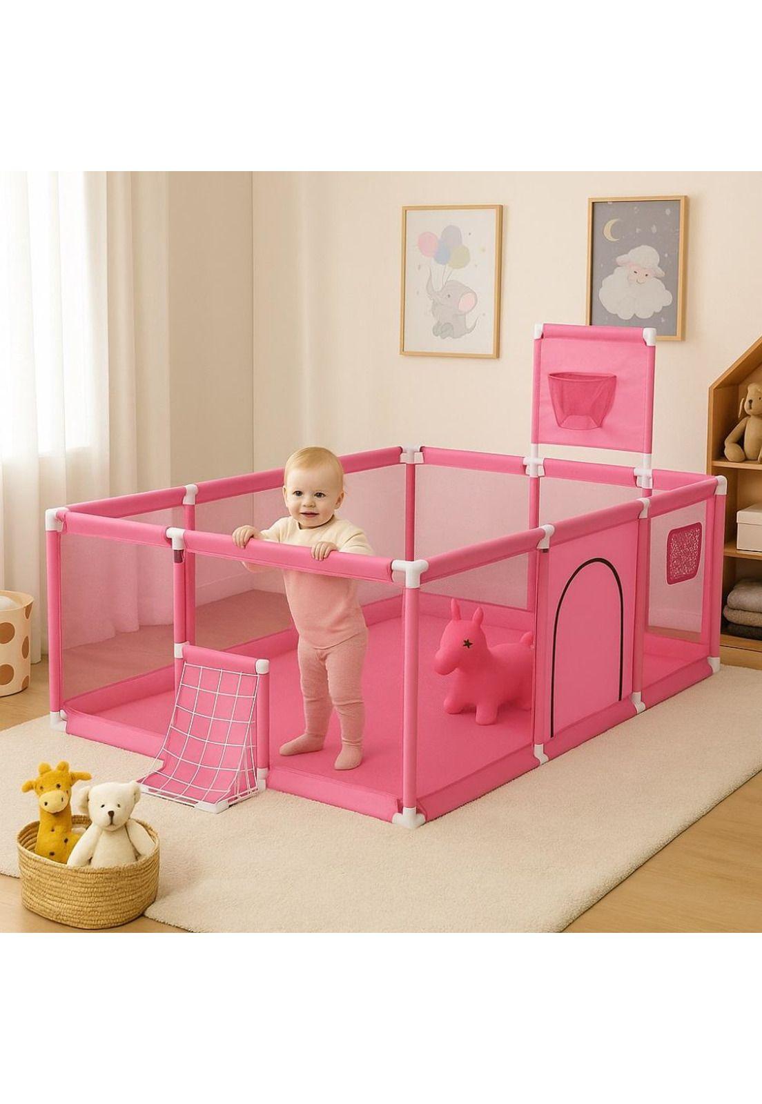 Corral Infantil 128cm con Aro de Básquet y Puerta Segura-2