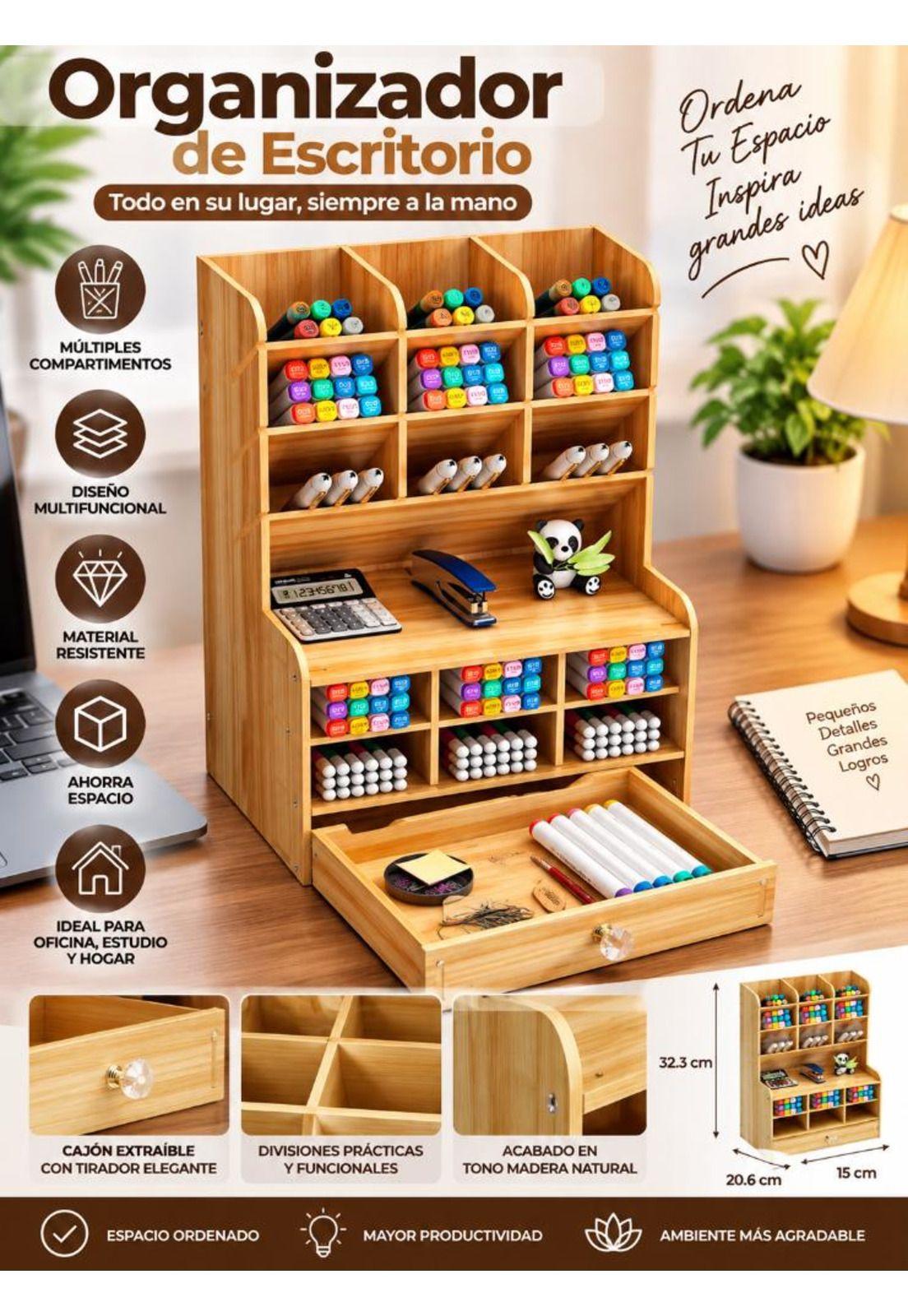 Organizador Escritorio Con Cajón Y Compartimentos Oficina-7