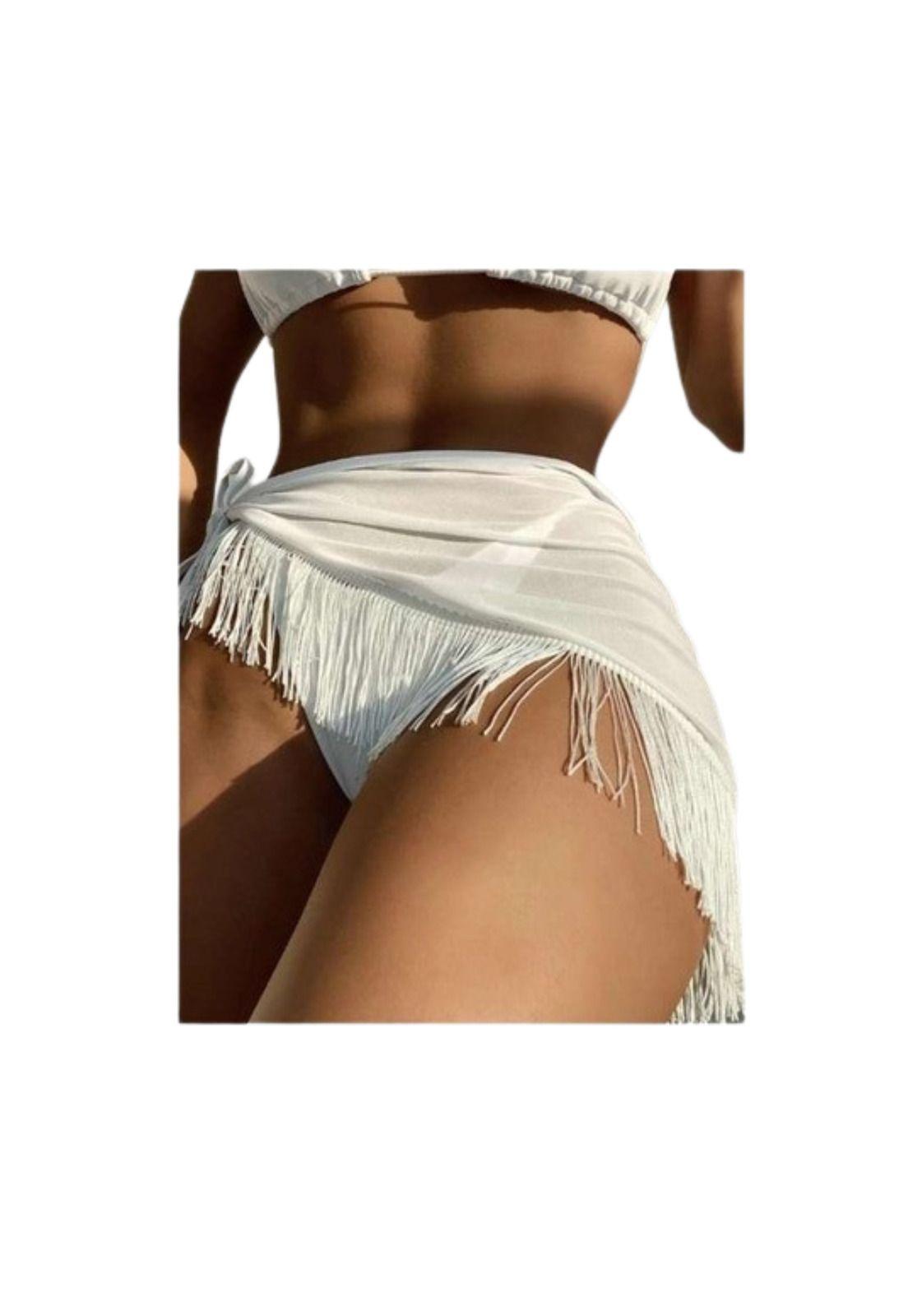 Falda De Pareos Simple Con Fleco-1