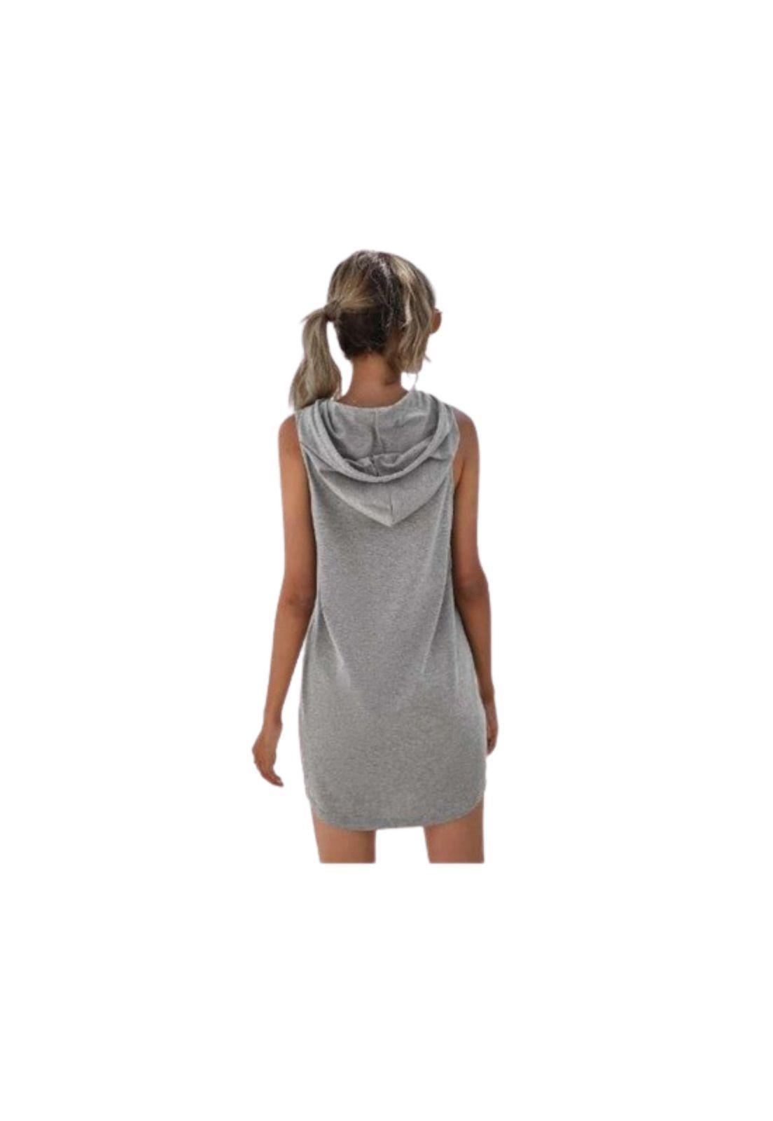 Vestido Deportivo Corto Suelto Sin Manga Con Capucha Verano-3