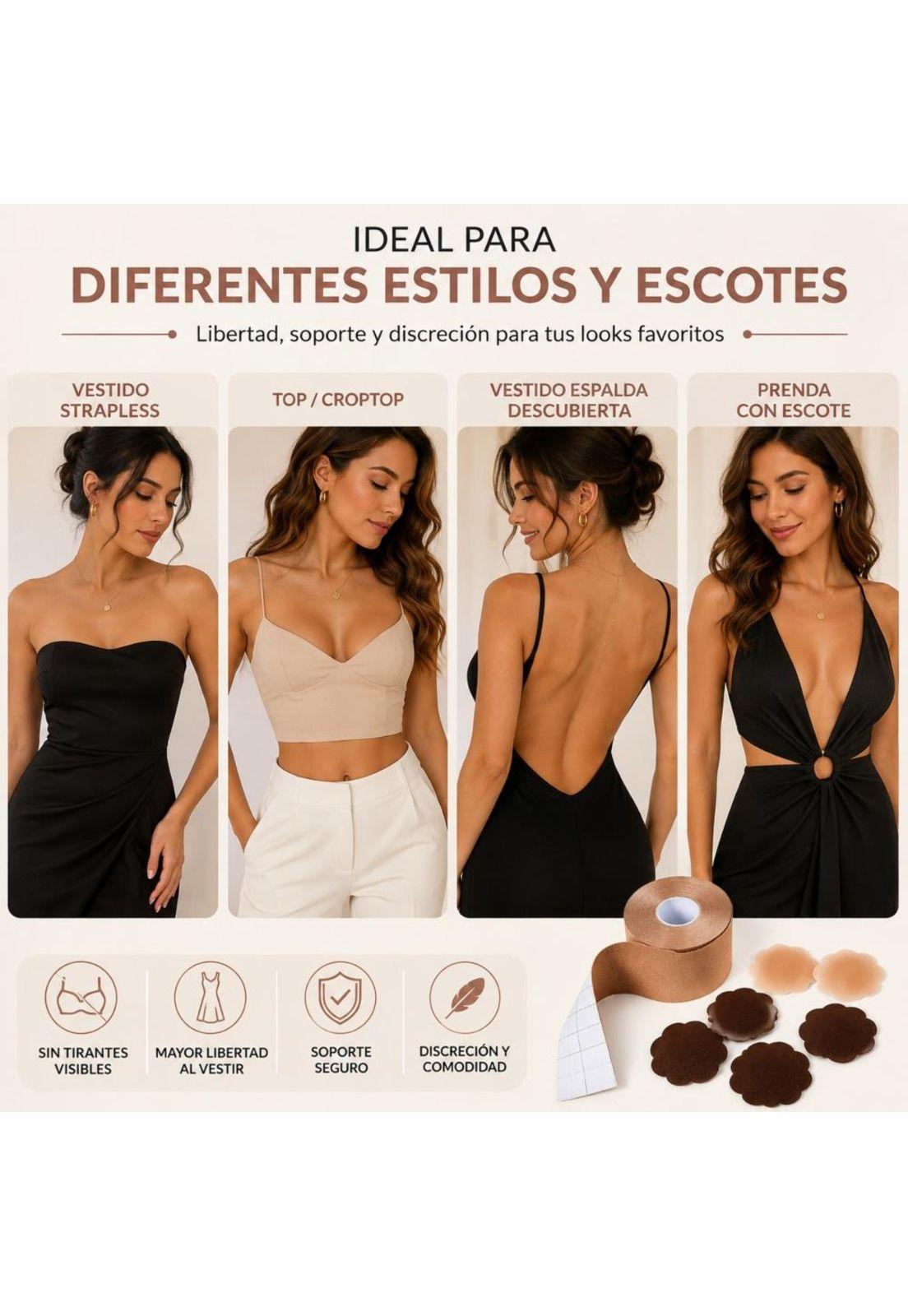 Cinta Levanta Pecho 5cmx5mt + 20 Cubre Pezones Boob Tape-5