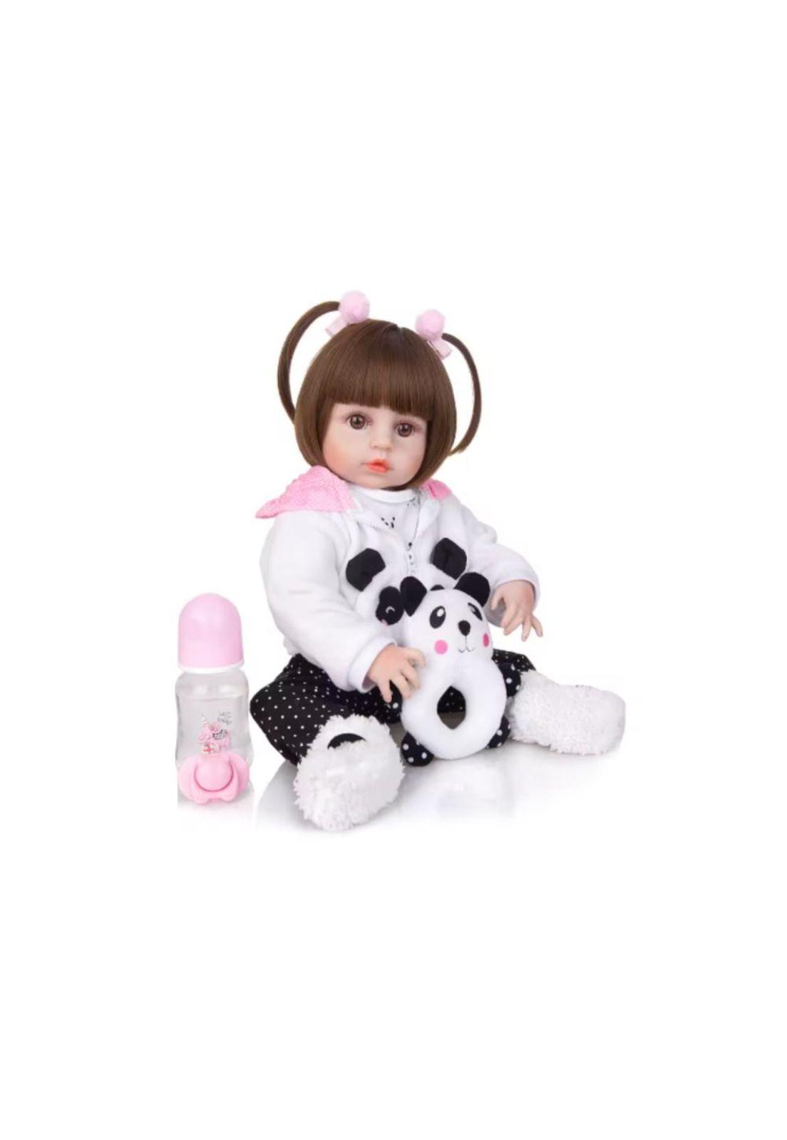 Bebe Muñeca Realista Silicona Reborn con accesorios Juguete (Muñecas:Muñeca Panda)-8