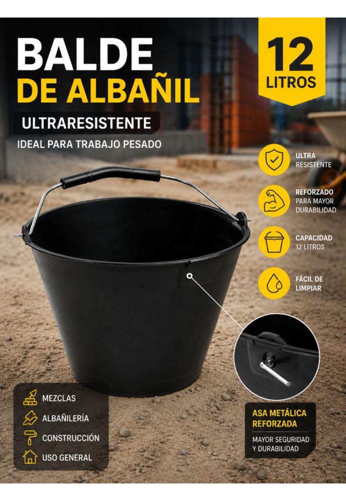 Balde Plastico De Albañil 12litros Ultraresistente Reforzado-3