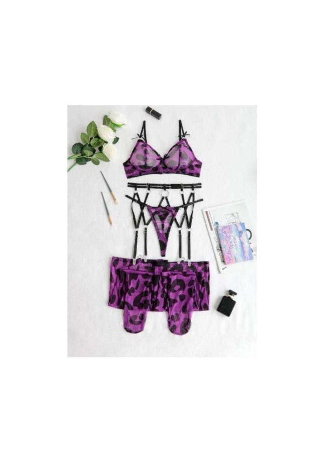 Lenceria Erotica Tirantes, Babydolls 5 Piezas Medias Sexy-3
