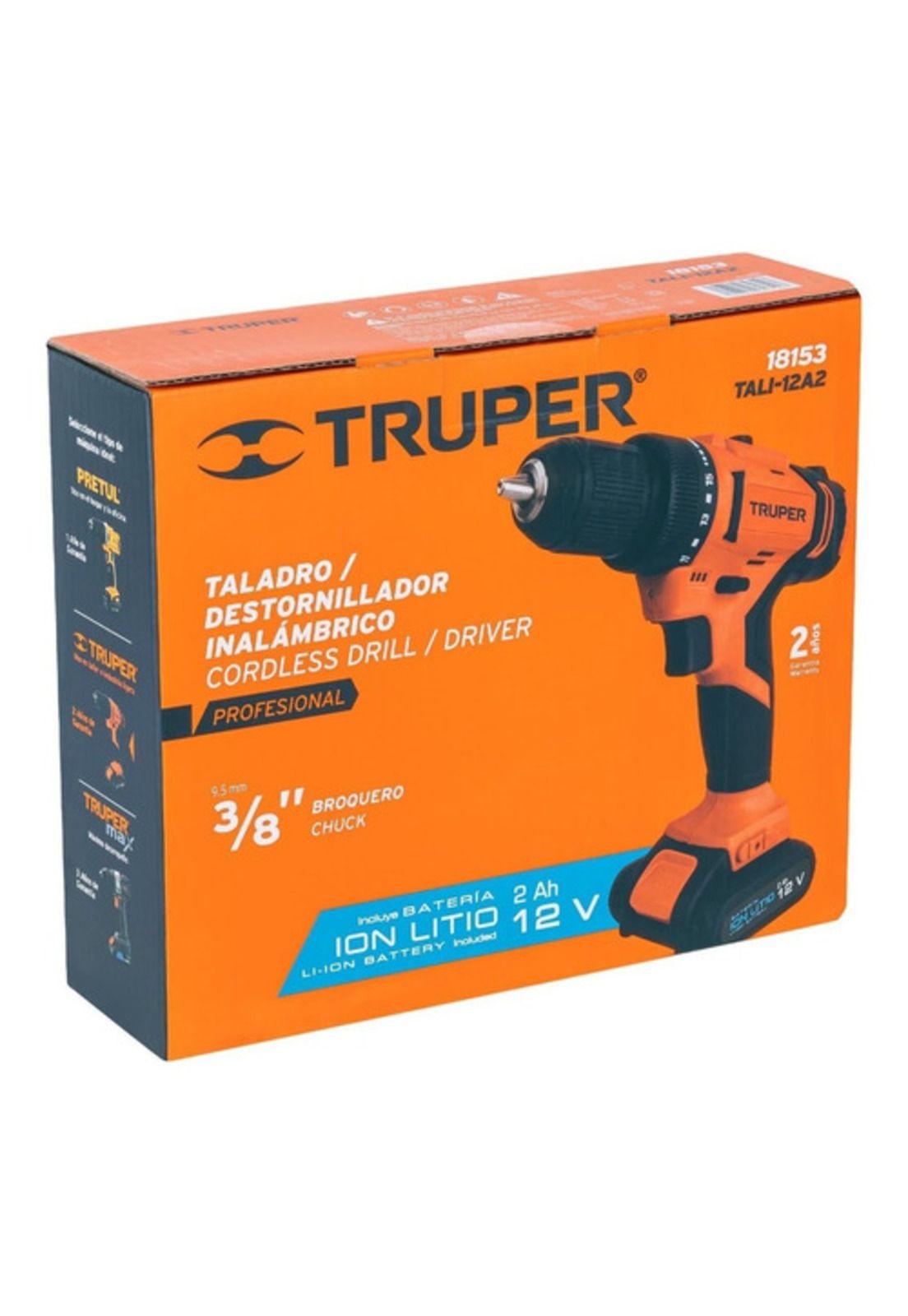 Taladro Atornillador Inalámbrico 3/8 12v + Bat + Car Truper-2