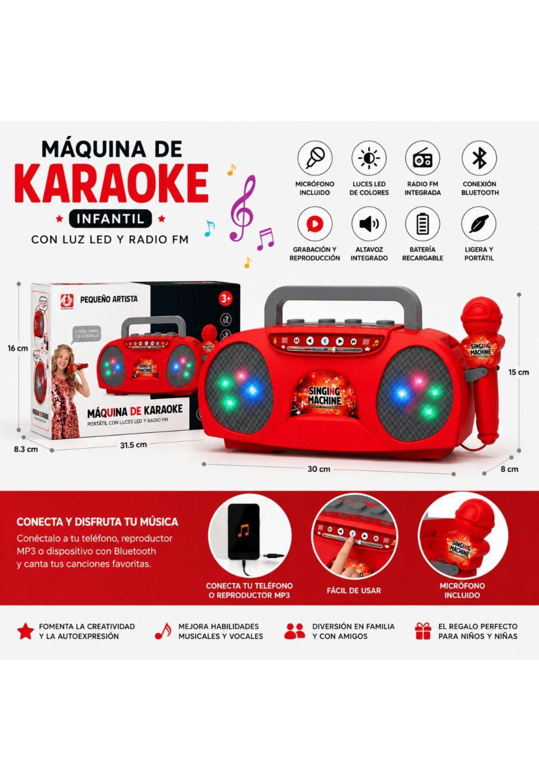Micrófono Karaoke Niños Luz Led Parlante Bluetooth-7