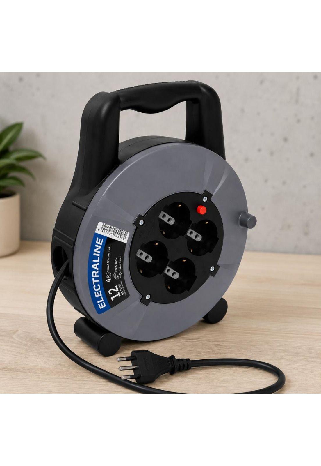 Carrete Alargador Halux 4 Tomas 12m 2200W Negro-2