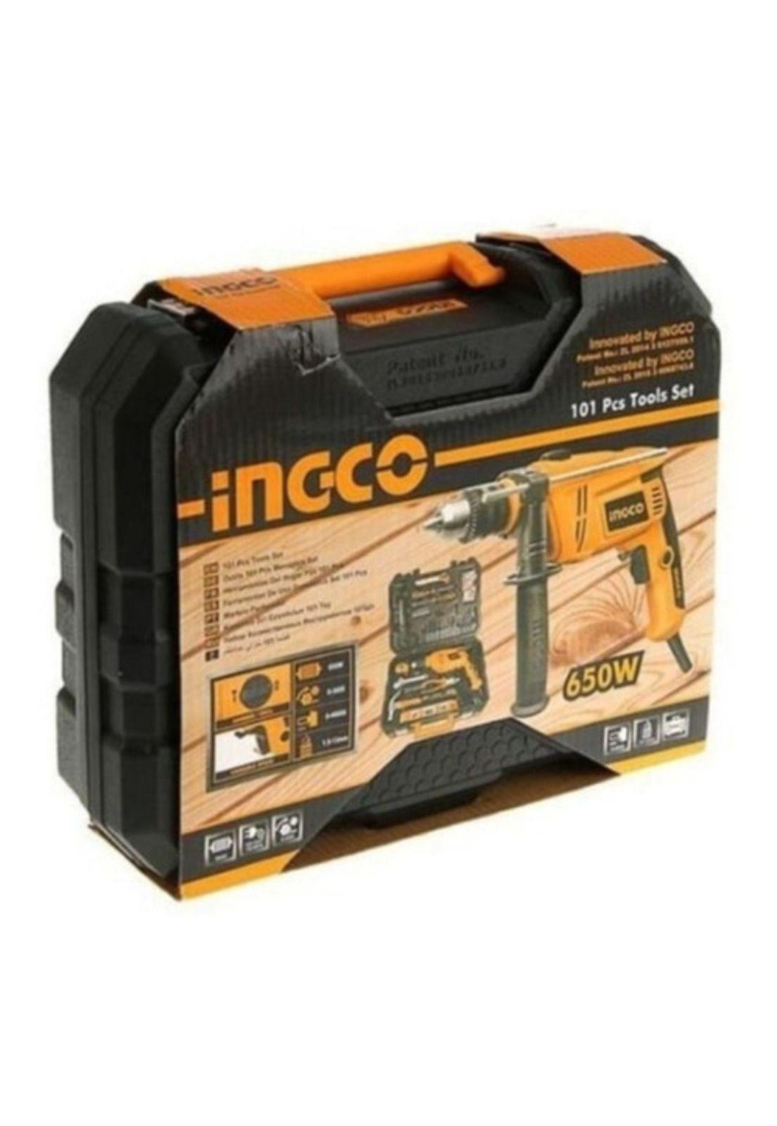 Set De Herramientas 101 Pcs + Taladro 650w Ingco Hkthp11021-2