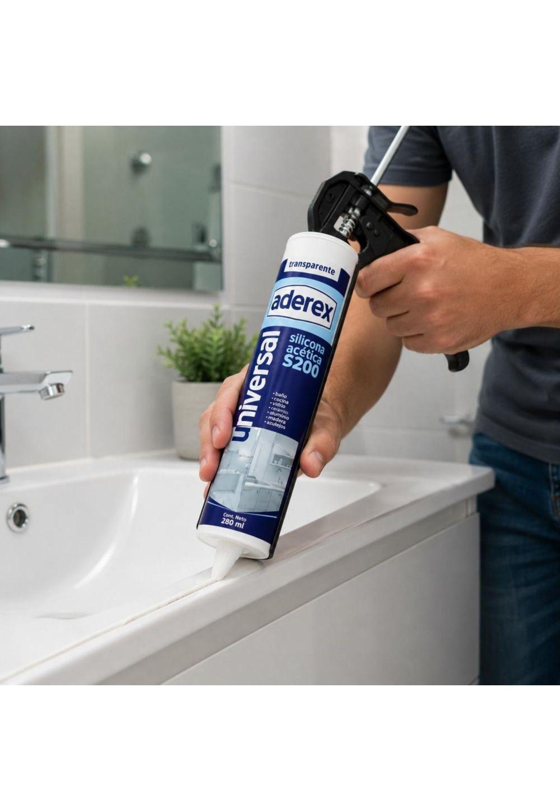 Silicona Sellador Baño Y Cocina Antihongo Transparente Interior Y Exterior Aderex 280ml-2