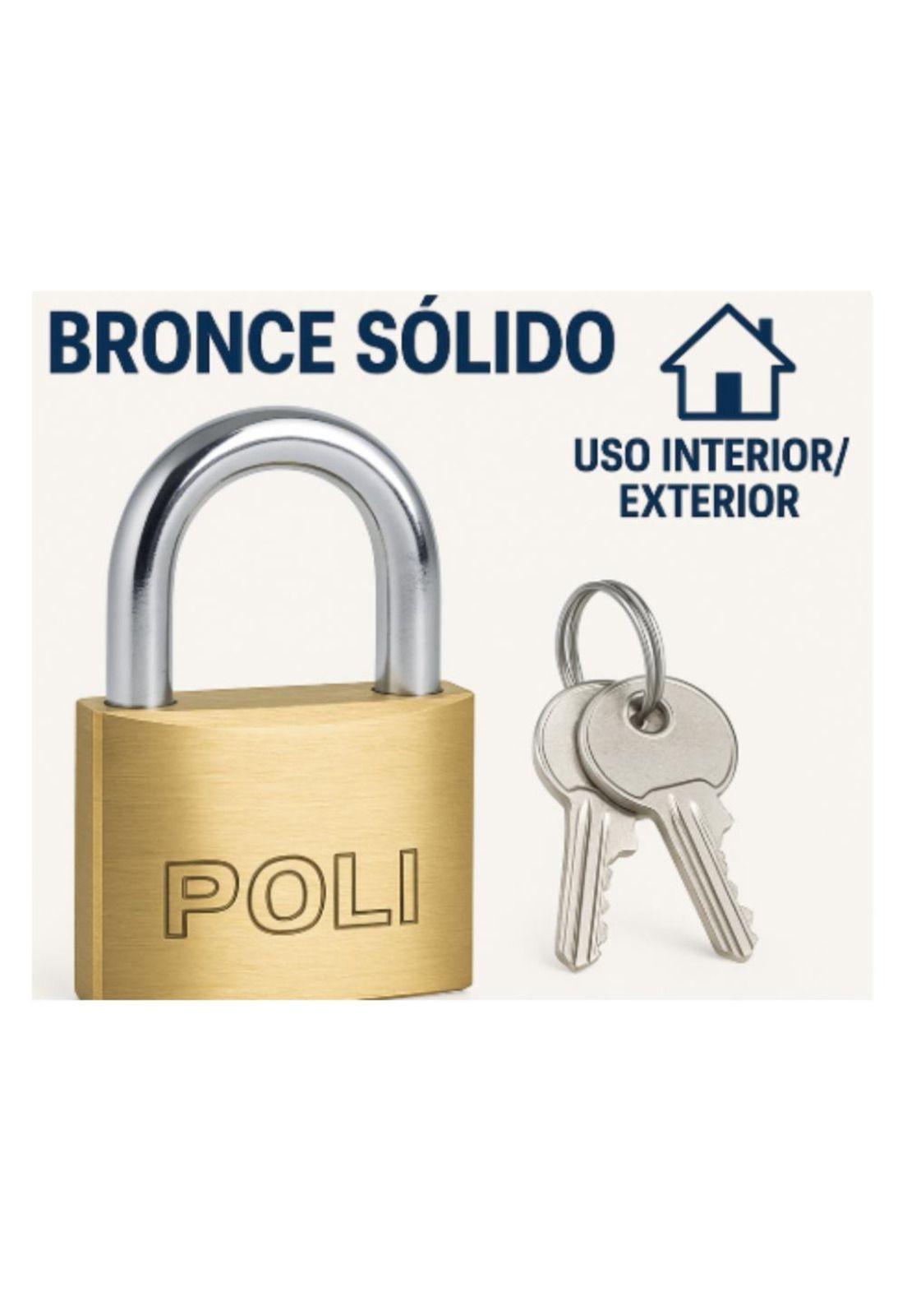 Candado Alta Seguridad Poli Bronce P/125 25mm INT/EXT Garantía 3 AÑOS-2