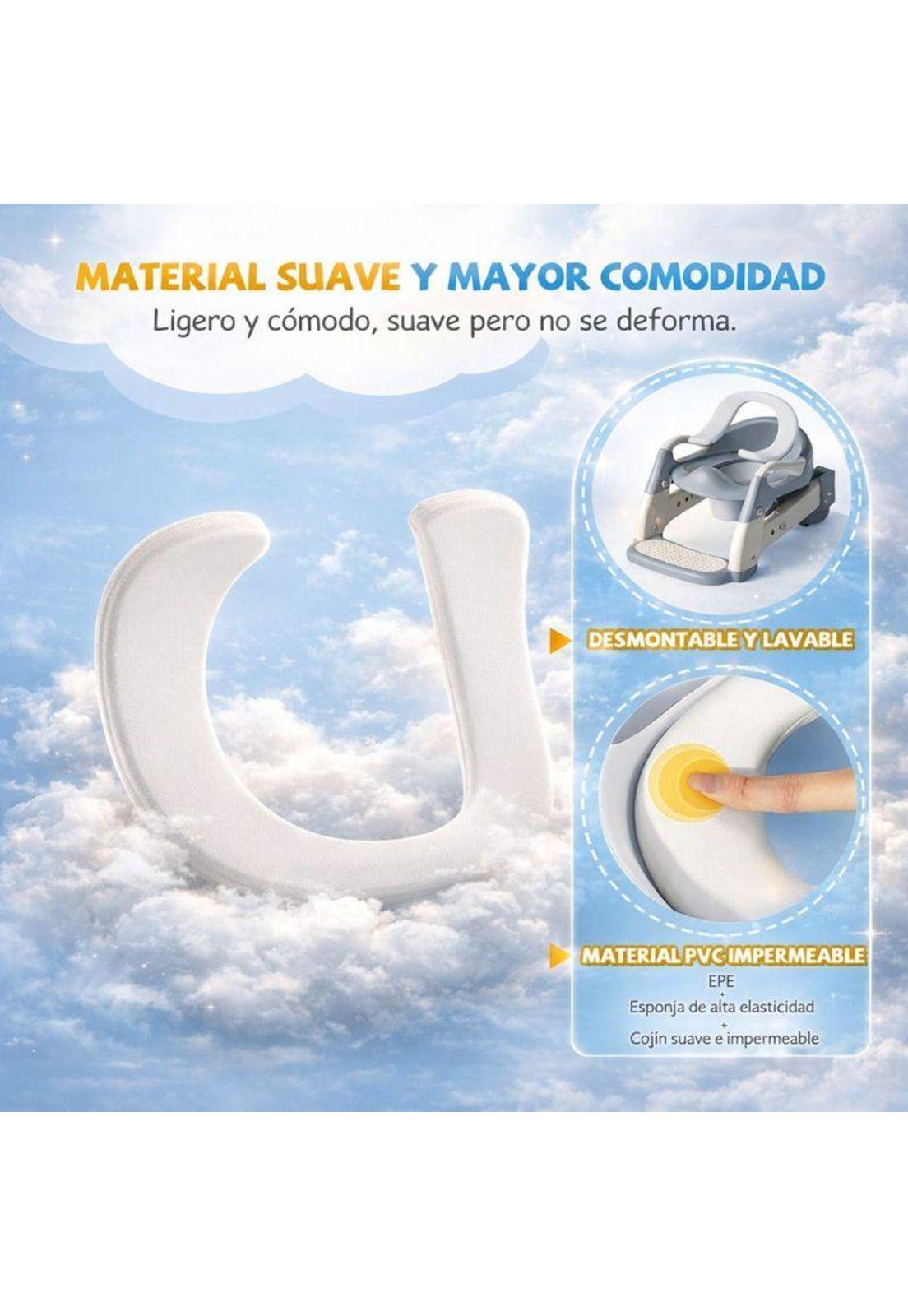 Pelela Infantil 3 en 1 con Asiento Adaptador y Escalera-4