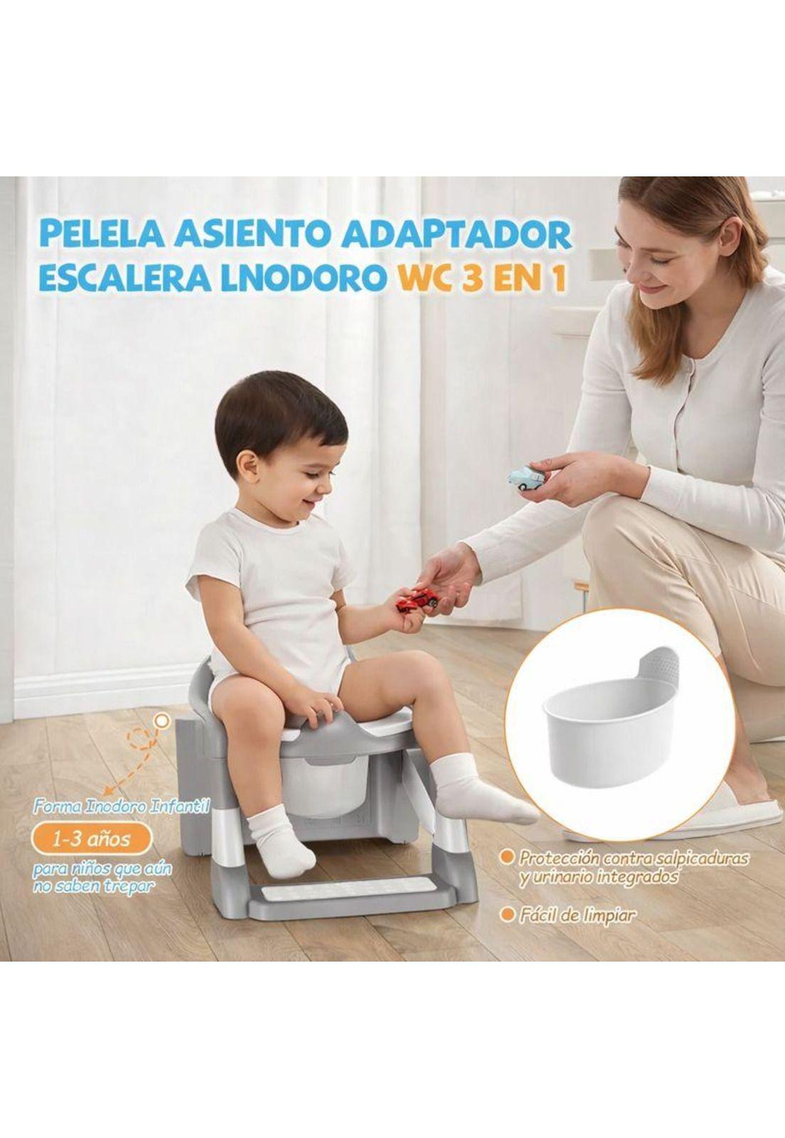 Pelela Infantil 3 en 1 con Asiento Adaptador y Escalera-7